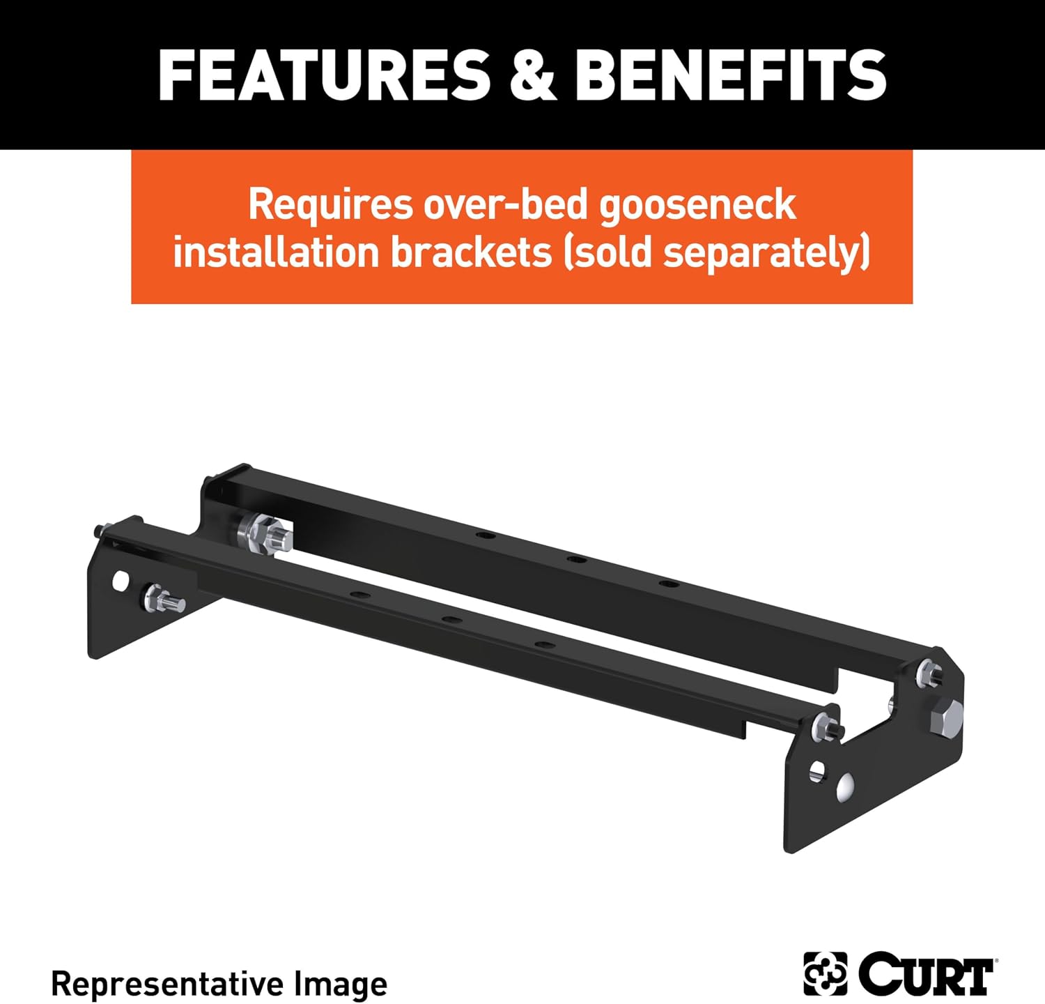 Curt Manufacturing 65500 Flat Hitch Plate 13 in X 48 in W/2 1/2 in Welded D-Rings