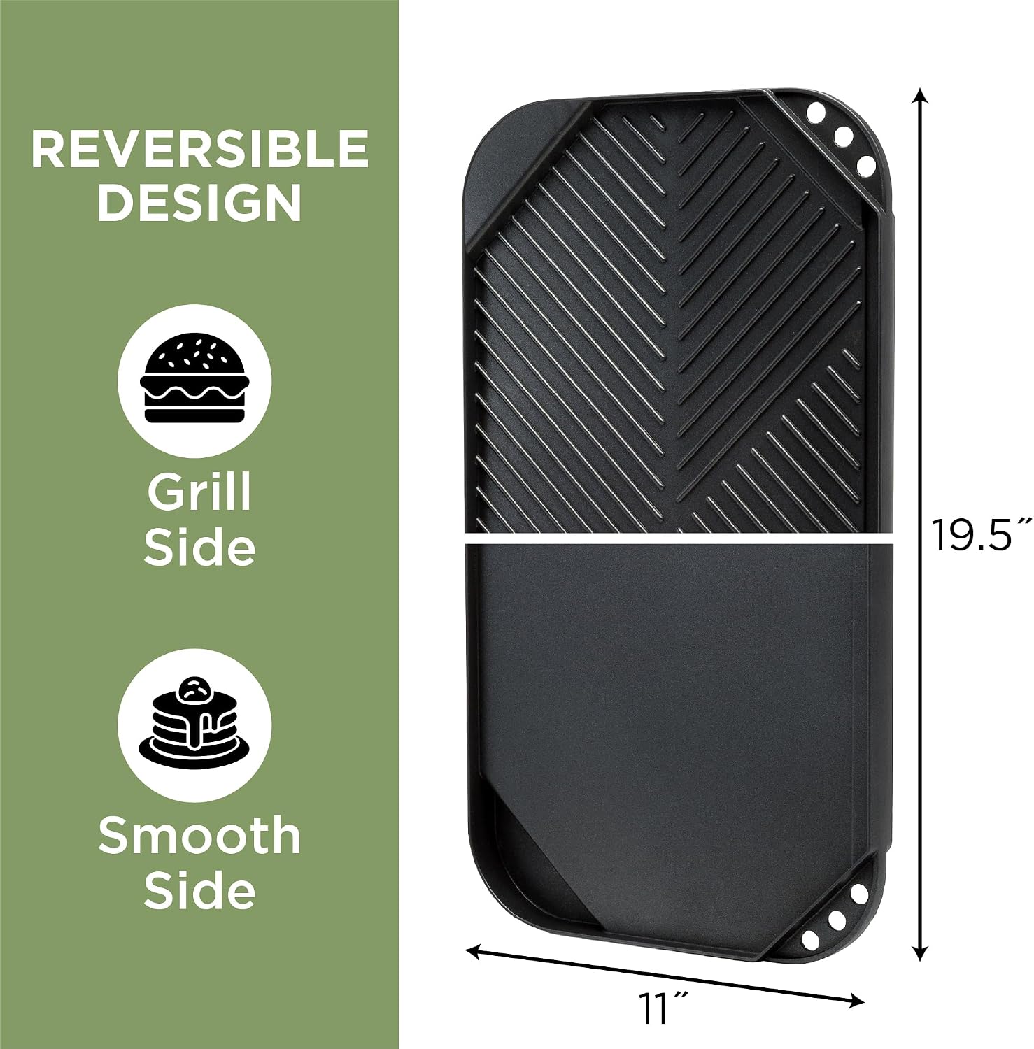 Ecolution Reversible Grill/Griddle Pan, Non-Stick, Dishwasher Safe, Double Burner Family Griddle Grill Pan Cookware, Cast Aluminum