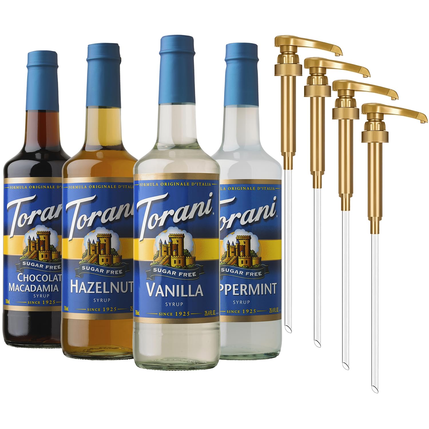 Torani Sugar Free Drink Syrup Soda Flavors Variety Pack, 25.4 fl oz, 4 Pack