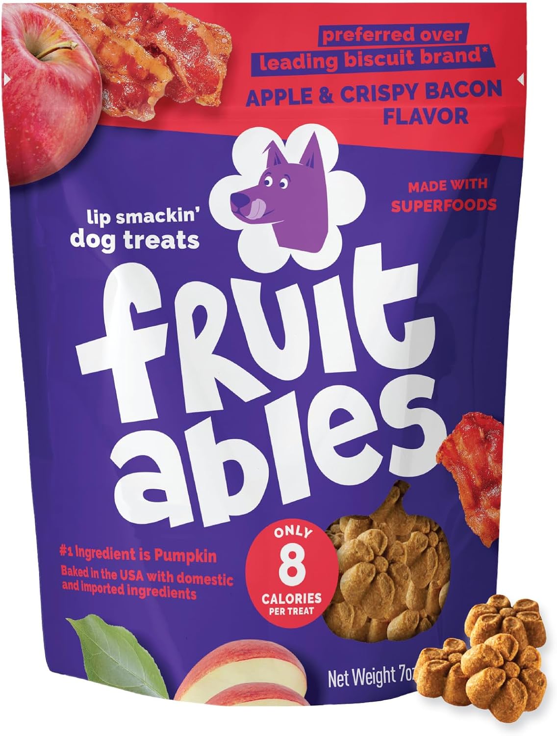 Fruitables Baked Dog Treats, Low Calorie Treats, Pumpkin & Banana, 7oz | Healthy Dog Treats, Training Treats, Crunchy Dog Biscuits, Limited Ingredient Recipe, Healthy Puppy Snacks, Made in USA