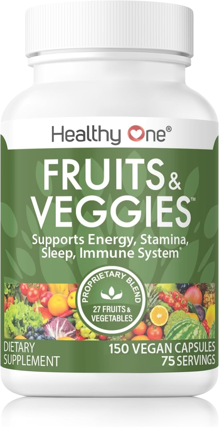Healthy Fruits & Veggies, 27-in-1 Formula, GLP1 Support, Superfoods - 150ct | Immun & GLP1 Support, 1 Serving = 3 Servings Fruits & Vegetables, Energy & Focus, High Fiber, Antioxidants, Kid Safe