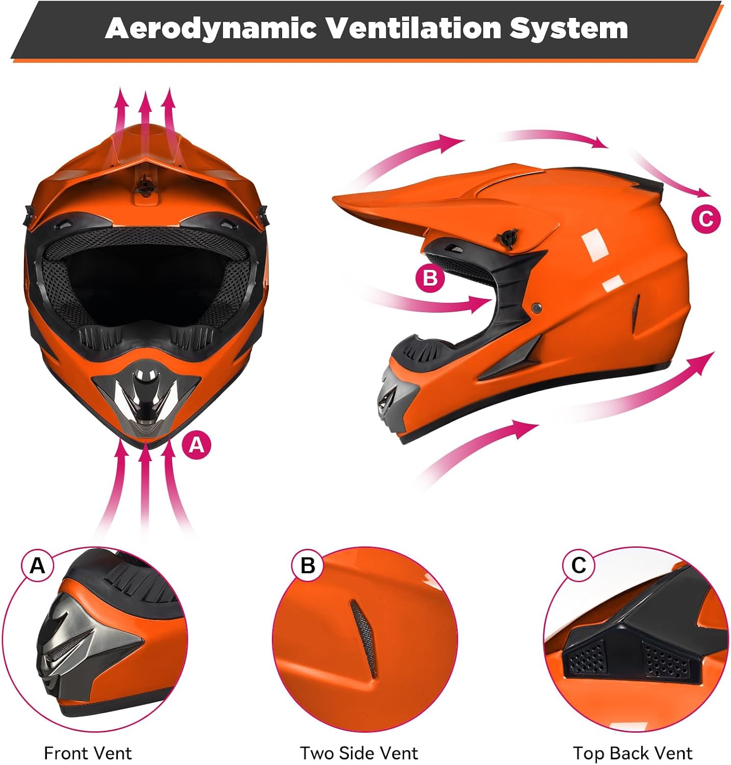 Youth Kids Dirt Bike Motocross Helmet (Goggles Gloves Face Mask) 4PCS Set, DOT Approved Full Face Motorcycle Helmets