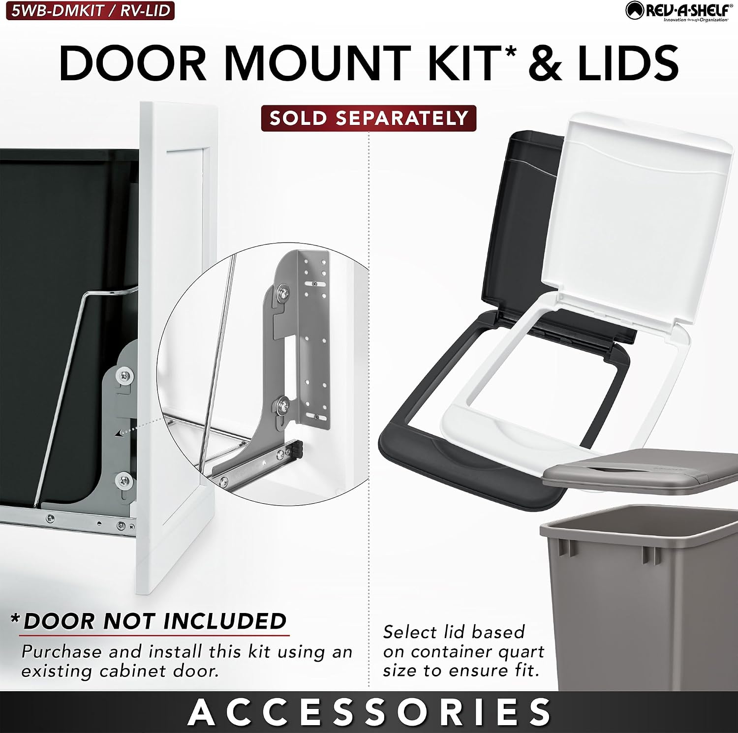 Rev-A-Shelf Double Pullout Garbage Trash Cans for Kitchen Cabinets, 35 Qt