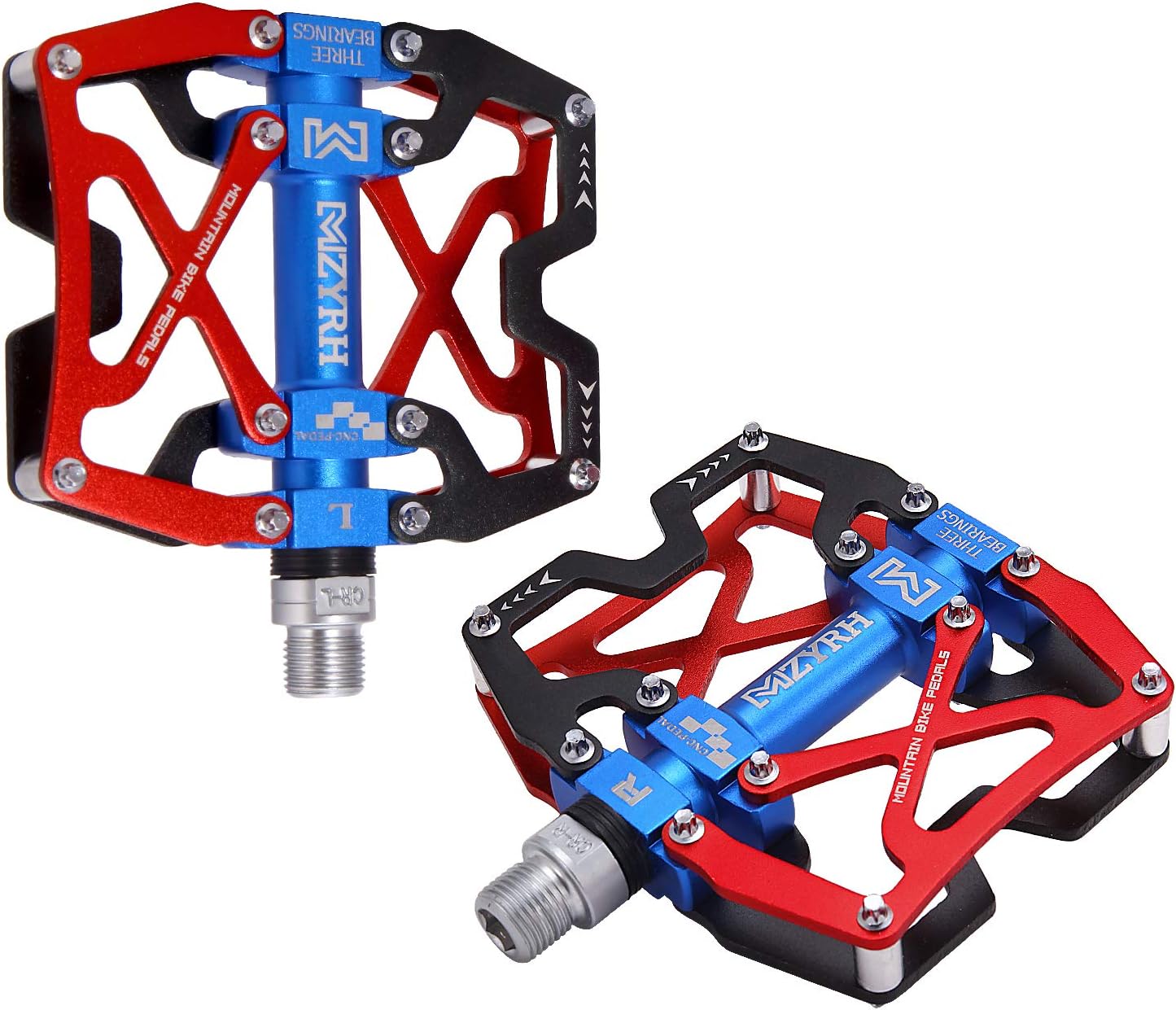 MZYRH Mountain Bike Pedals, Ultra Strong Colorful CNC Machined 9/16" Cycling Sealed 3 Bearing Pedals
