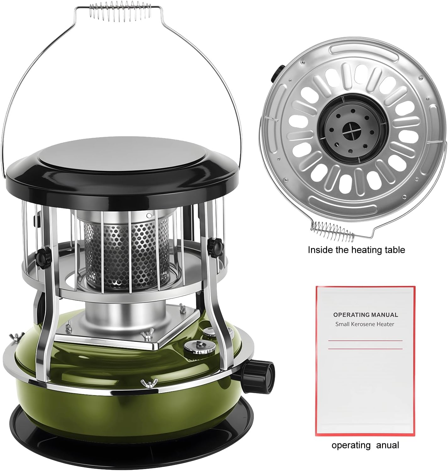 Kerosene Heater, Kerosene Stove 9000 BTU No Electricity Needed Portable Indoor Outdoor Heater for Camping, Tent, Ice Fishing, Emergency Heating – Galvanized Steel & Stainless Steel Construction Red