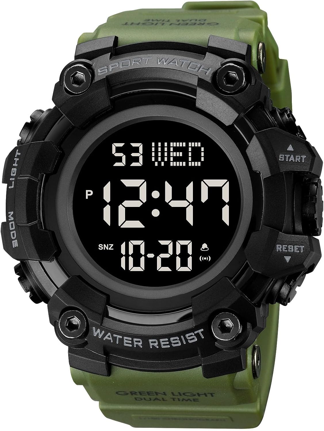 FANMIS Men's Digital 50M Waterproof Electronic Sport Watch Rubber Band Army Military 24H Time LED Light 164FT Water Resistant Calendar Date Day Watches
