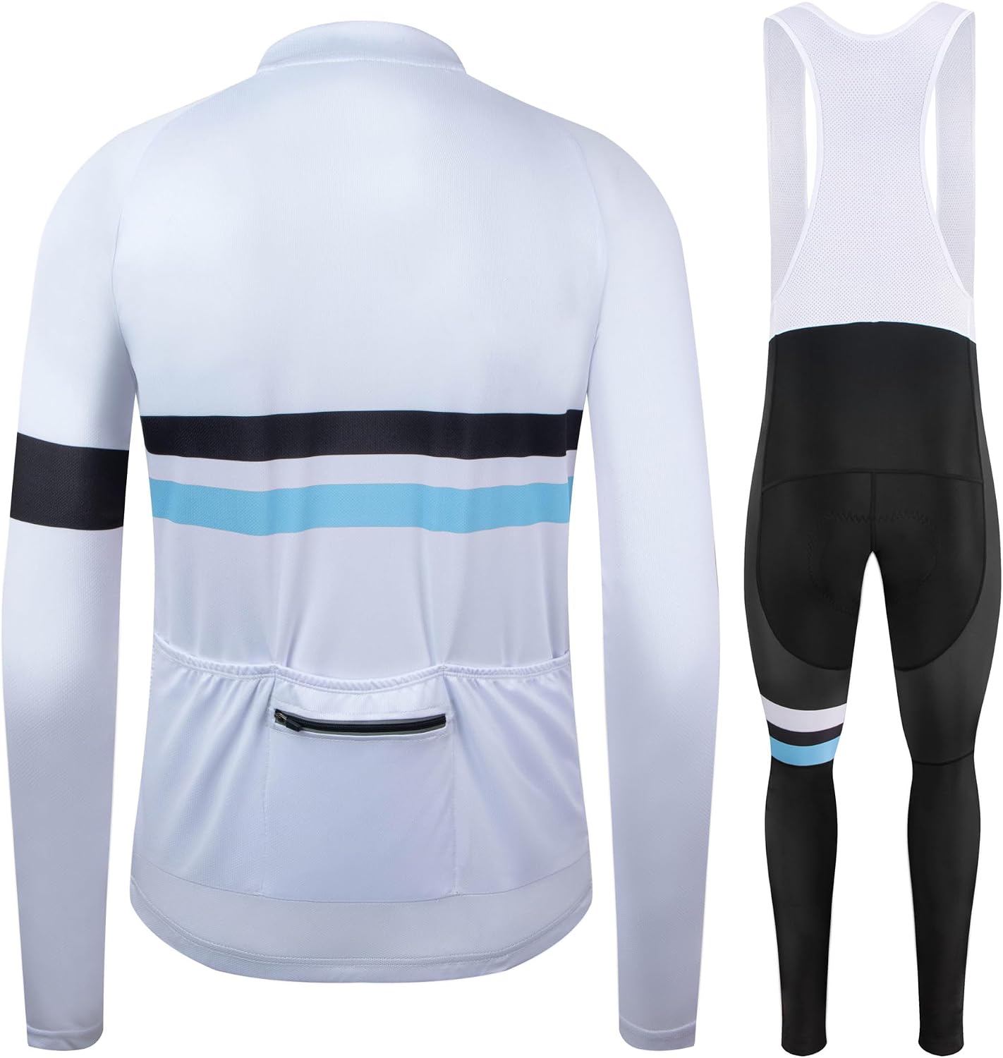 Coconut Ropamo CR Men's Cycling Clothing Set Long Sleeve Cycling Jersey Zipper Pocket Bike Outfit Cycling Bib Pants 3D Padded