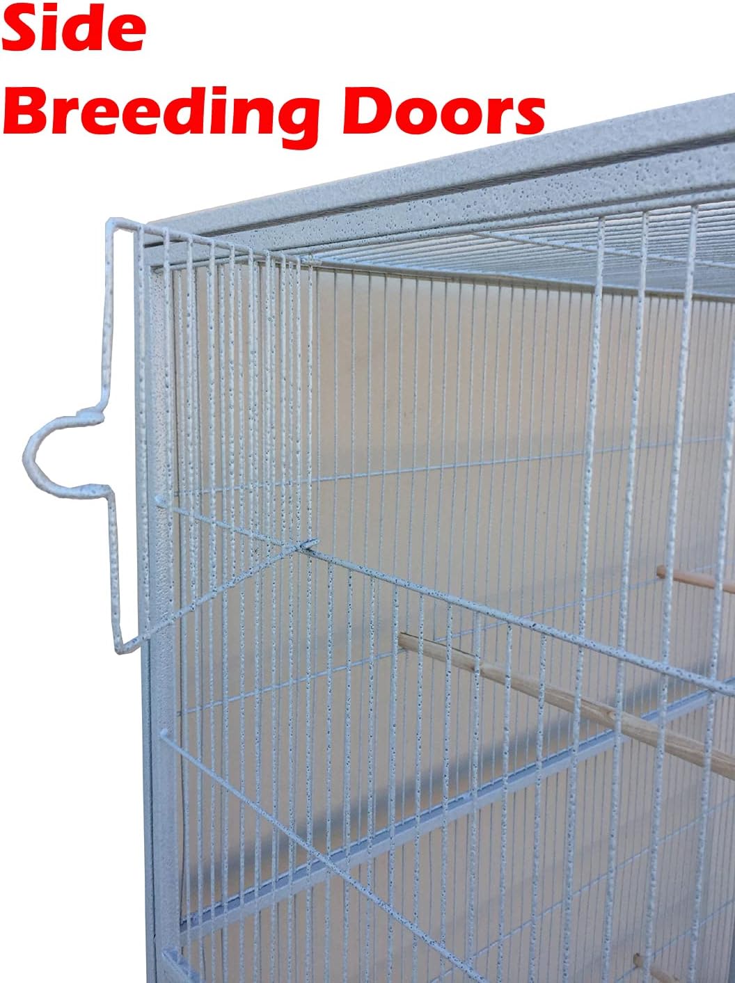 64" Extra Large Double Flight Bird Wrought Iron Double Cage Slide Out Center Divider Side Nesting Box Door Parrot Cage Cockatiel Conure with Removable Rolling Stand Storage Shelf