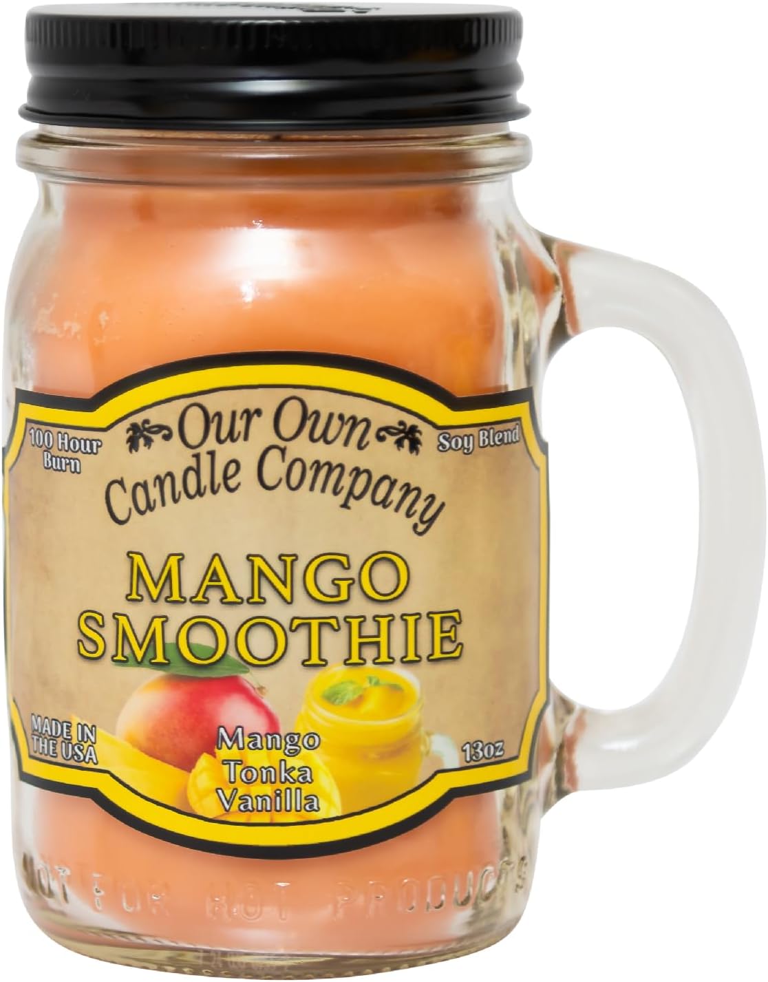 Balsam Pine Scented Mason Jar Candle, Our Own Candle Company, 13 oz | Clean, fresh Balsam-pine-tree scent; soy blend wax; lead-free wick with patented straightener; long lasting