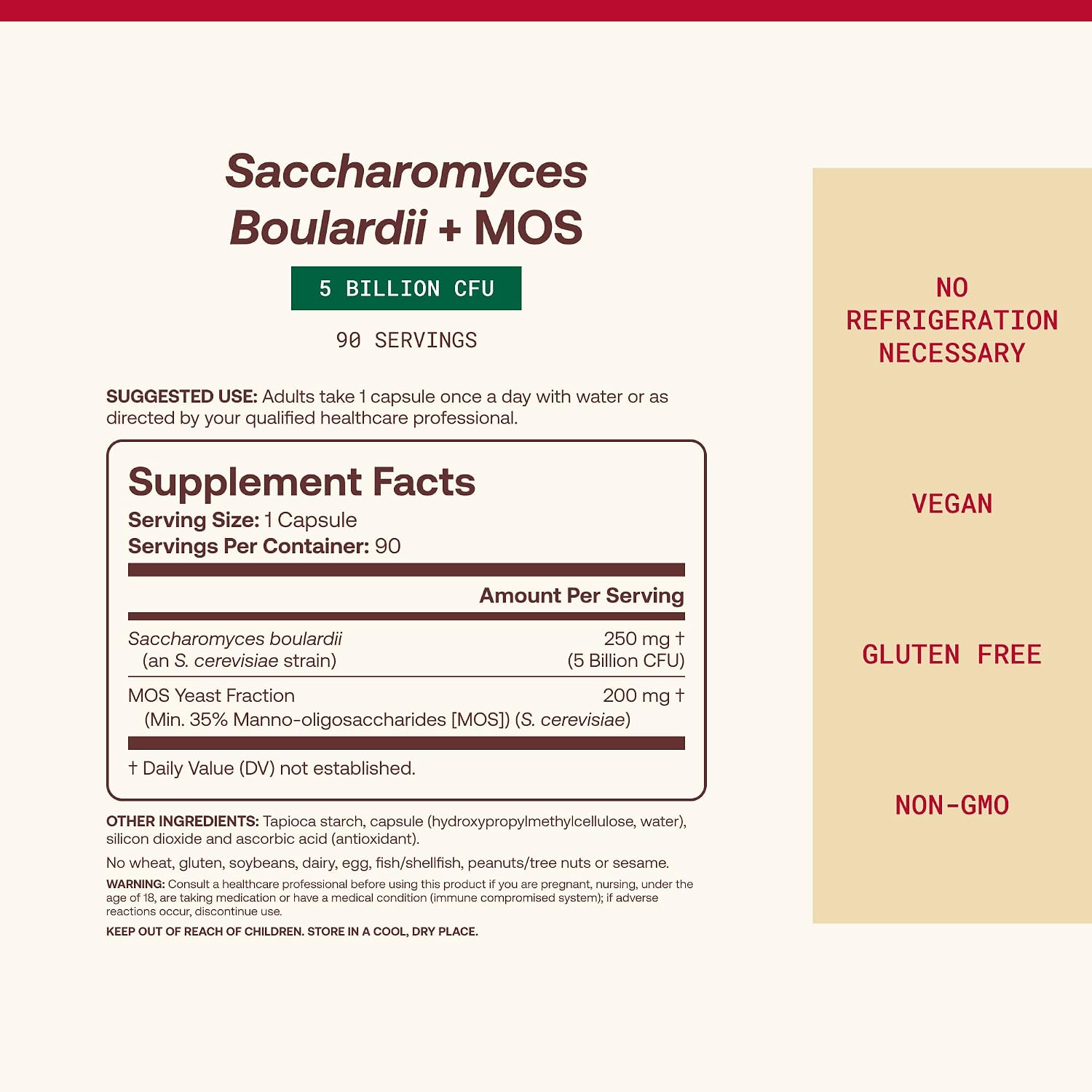 Jarrow Formulas Saccharomyces Boulardii + MOS Probiotics for Digestive Health and Intestinal Tract Support - 5 Billion CFU Per Serving - 90 Delayed Release Caps - Probiotic + Prebiotic - 90 Servings | Intestinal Tract Support, 5 Billion CFU Per Serving,…