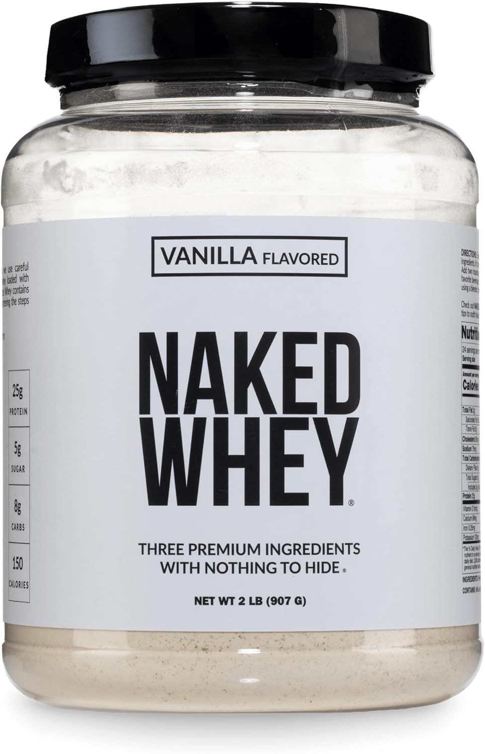 NAKED Whey 5LB 100% Grass Fed Unflavored Whey Protein Powder - Only 1 Ingredient, NSF Certified, Undenatured, Gluten Free, Soy Free, Promote Muscle Growth and Recovery - 76 Servings