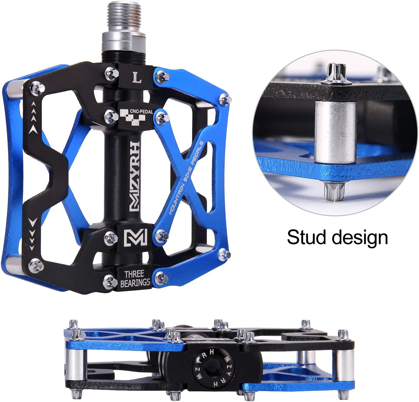 MZYRH Mountain Bike Pedals, Ultra Strong Colorful CNC Machined 9/16" Cycling Sealed 3 Bearing Pedals