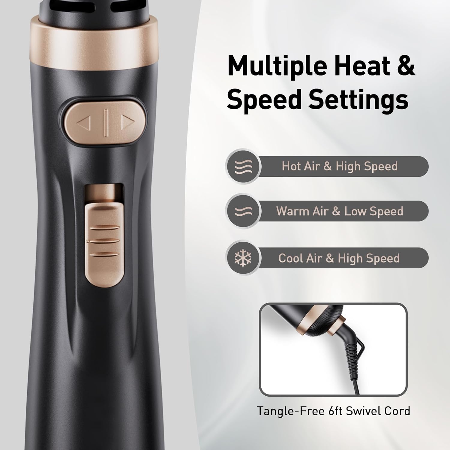 Beautimeter Hair Dryer Brush 3-in-1 Hair Styler, Rotating Blow Dryer Brush with 2-Inch and 1.5-Inch Brushes