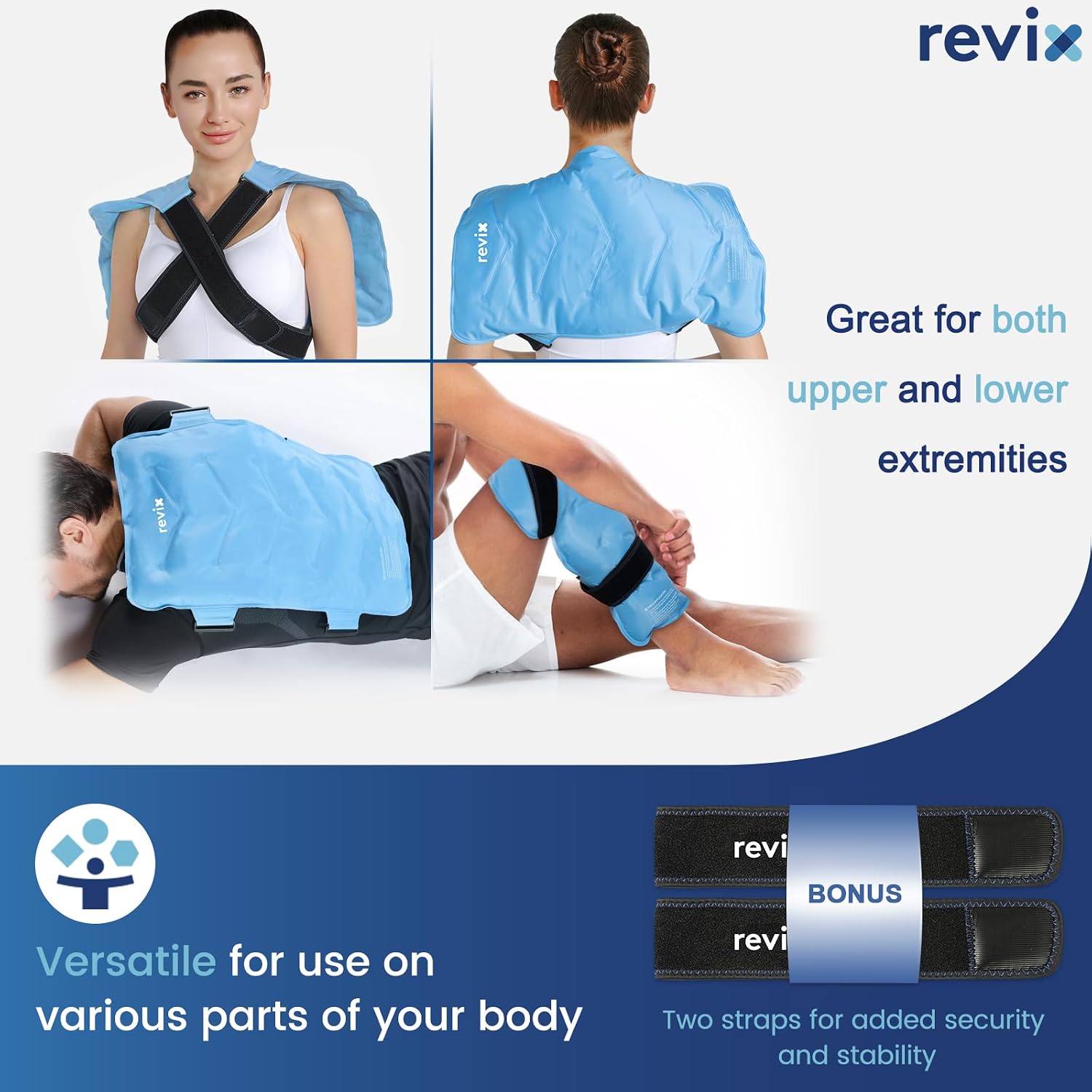 REVIX XXL Full Back Ice Pack Wrap, Large Gel Packs for Injuries Reusable