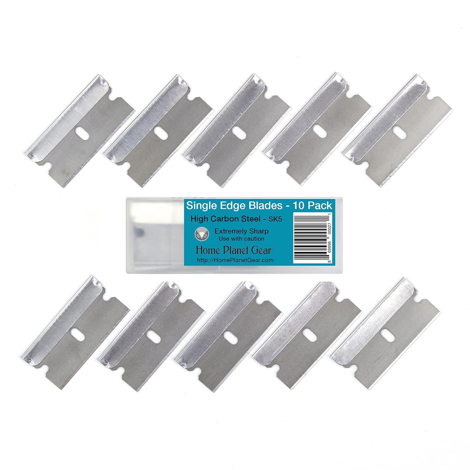 Single Edge Razor Blade 10 Pack - Straight Edge Razor - Ten Sharp Flat Blades in Convenient Storage Box - Oven Scraper Razors Refills - Heavy Duty