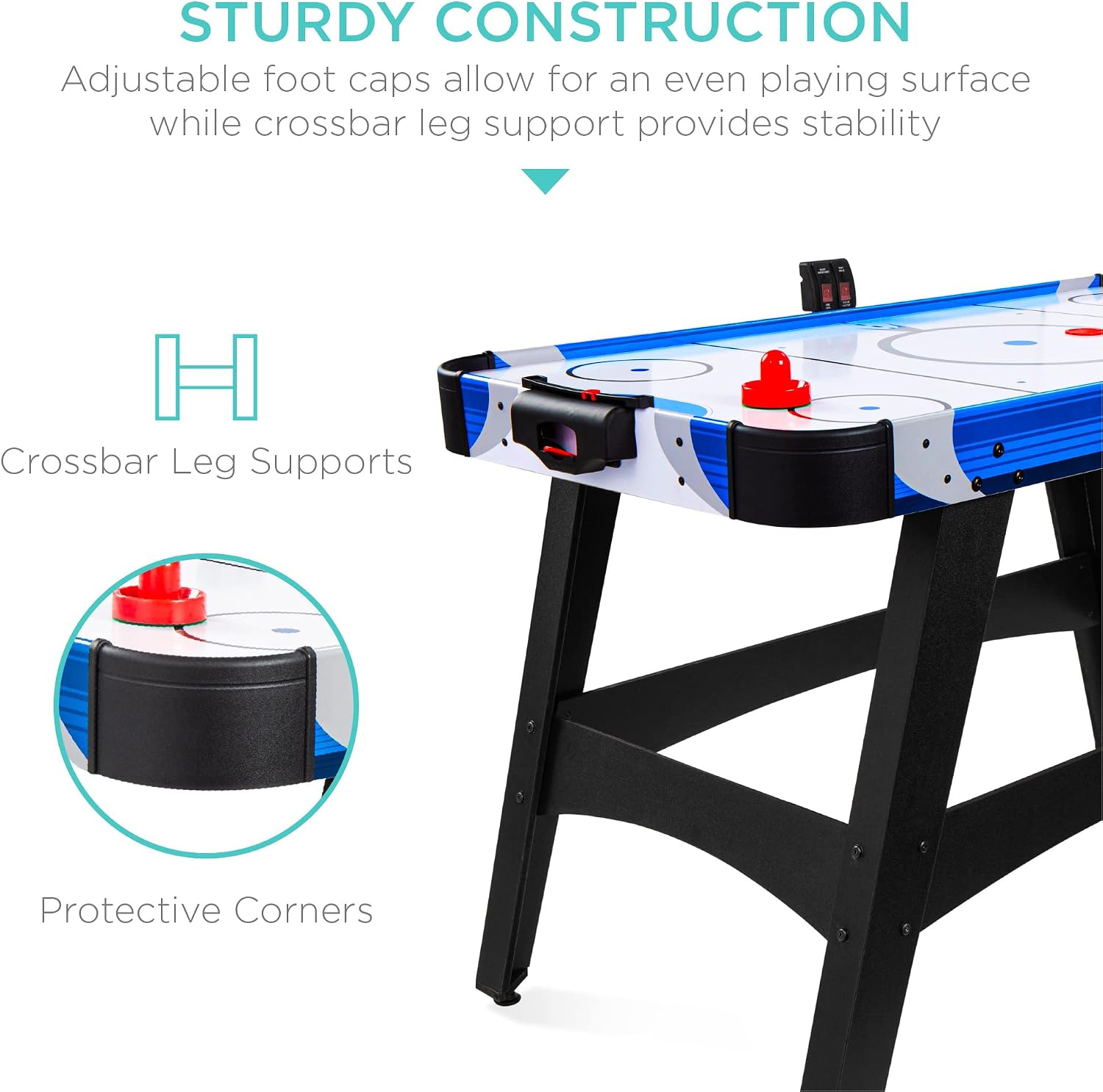 Best Choice Products 58in Mid-Size Arcade Style Air Hockey Table for Game Room, Home, Office w/ 2 Pucks, 2 Pushers, Digital LED Score Board