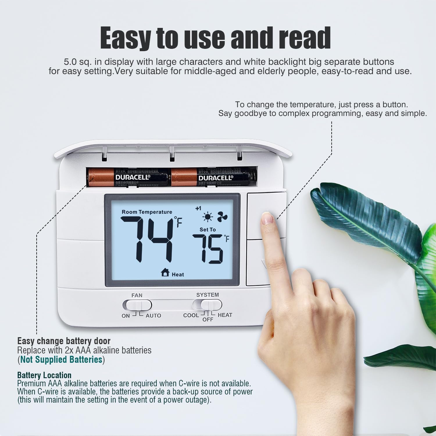 Aowel 2 Heat/ 2 Cool Non-Programmable Thermostat for Conventional System