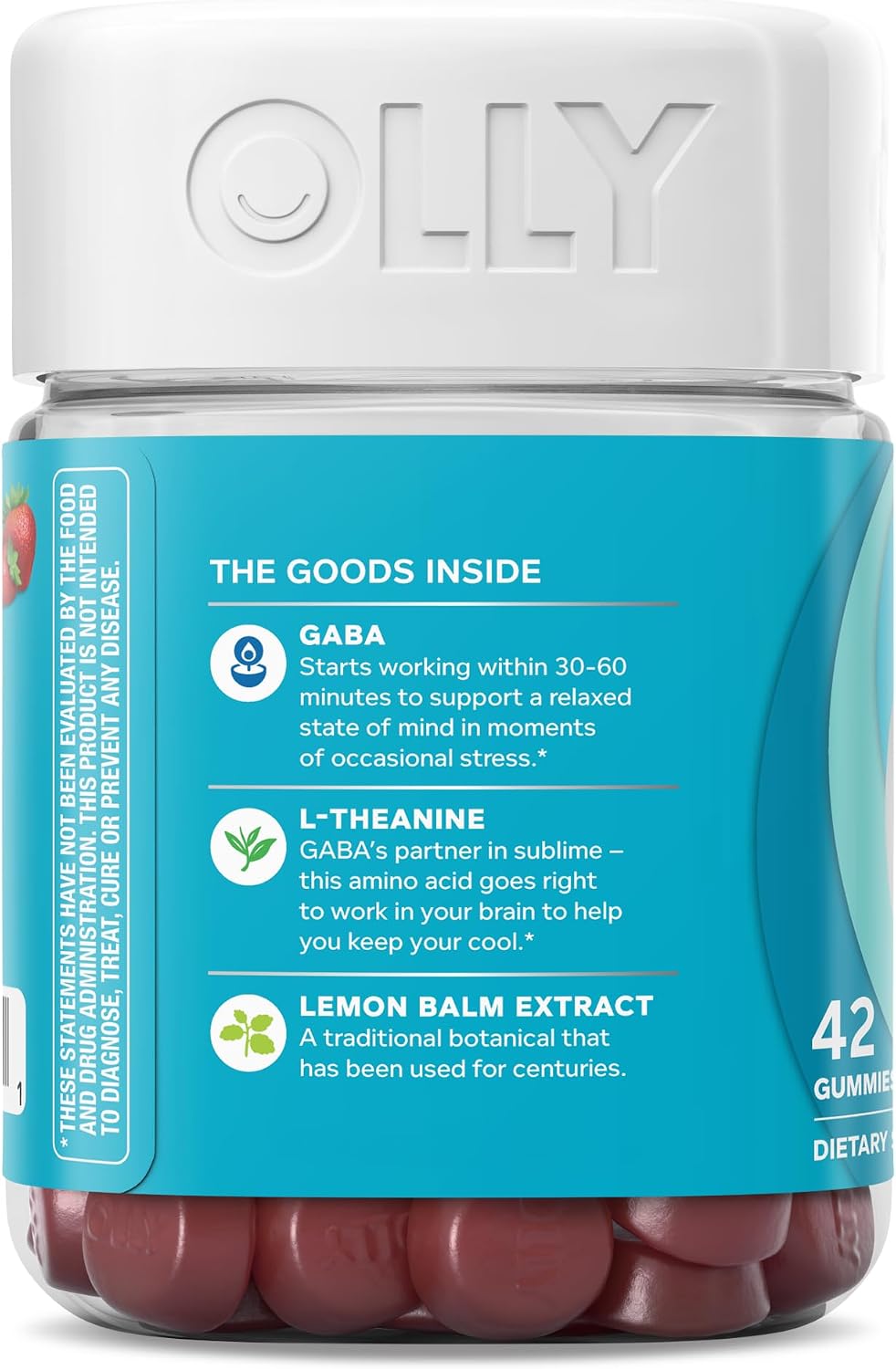 OLLY Goodbye Stress, Stress Support* Supplement, 50mg L-Theanine - 42 Count