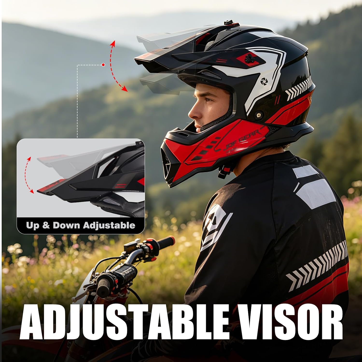 Adult Dirt Bike Helmet DOT Approved,WS901 Full Face Motocross Set | Includes Goggles Gloves,adjustable visor and washable liner for UTV MX Dirtbike ATV OffRoad