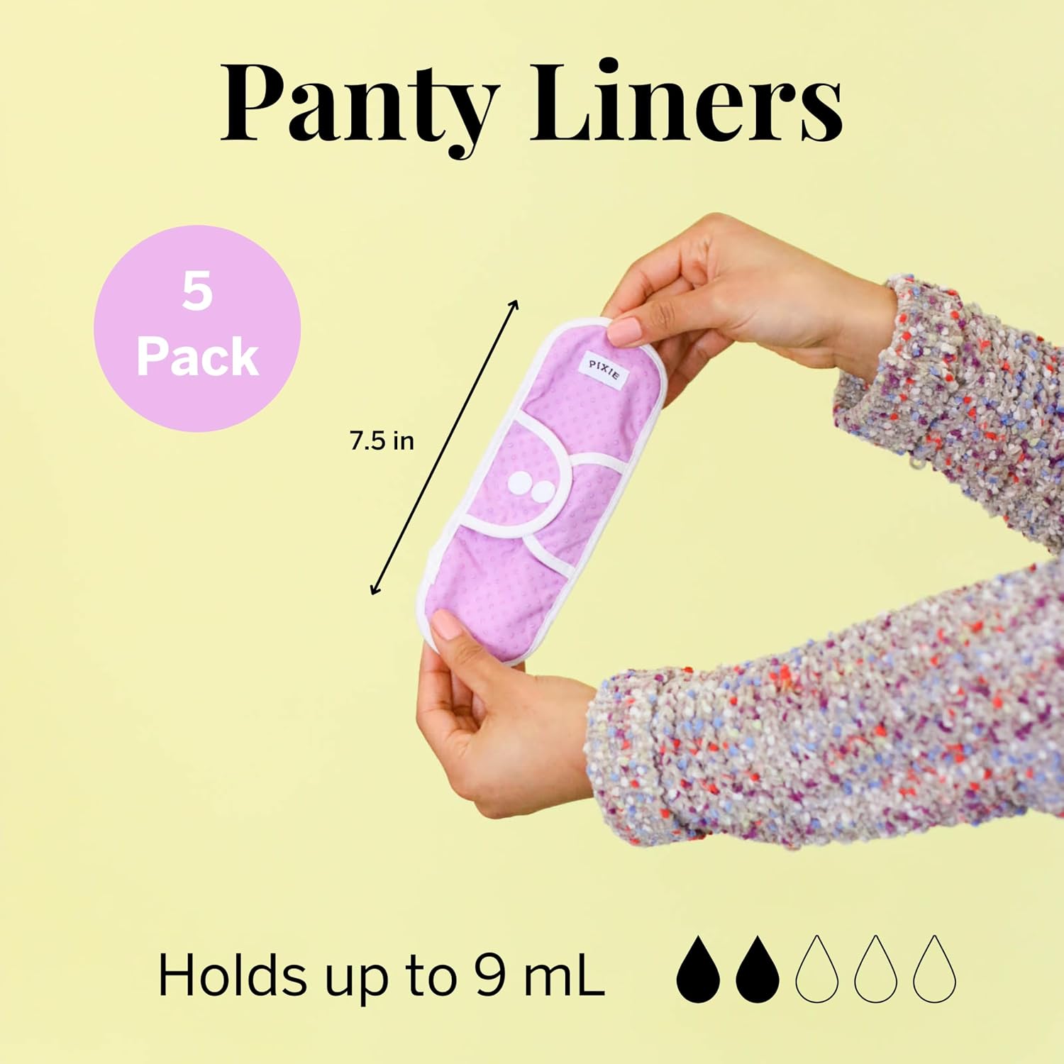 Pixie Cotton Cloth Pads for Feminine Care - 100% Organic Reusable Pads - Ranked 1 for Softest Menstrual Sanitary Napkins - Machine Washable & Includes Free Wet Bag - Menstrual Liner (Regular)