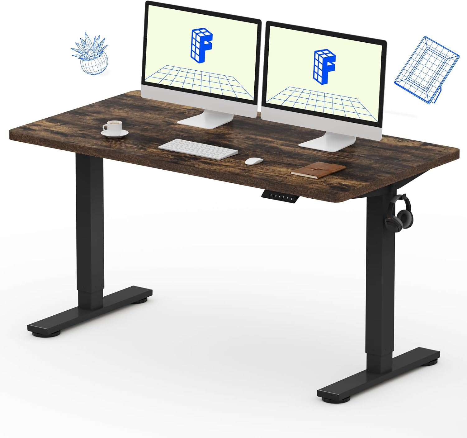 FLEXISPOT EN1 One-Piece Standing Desk, Electric Adjustable with 4 Memory Presets, 176 LBS Capacity, Stable & Quiet