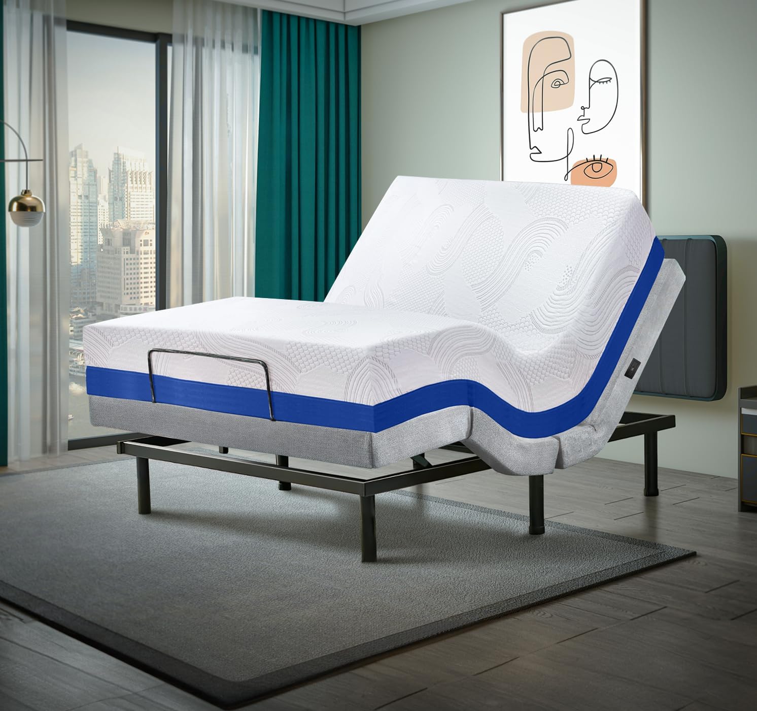 Irvine Home Collection Twin XL Adjustable Bed Base | Dual Massage | USB Ports | Zero Gravity | Anti-Snore | Memory Positions | Under Bed Lighting