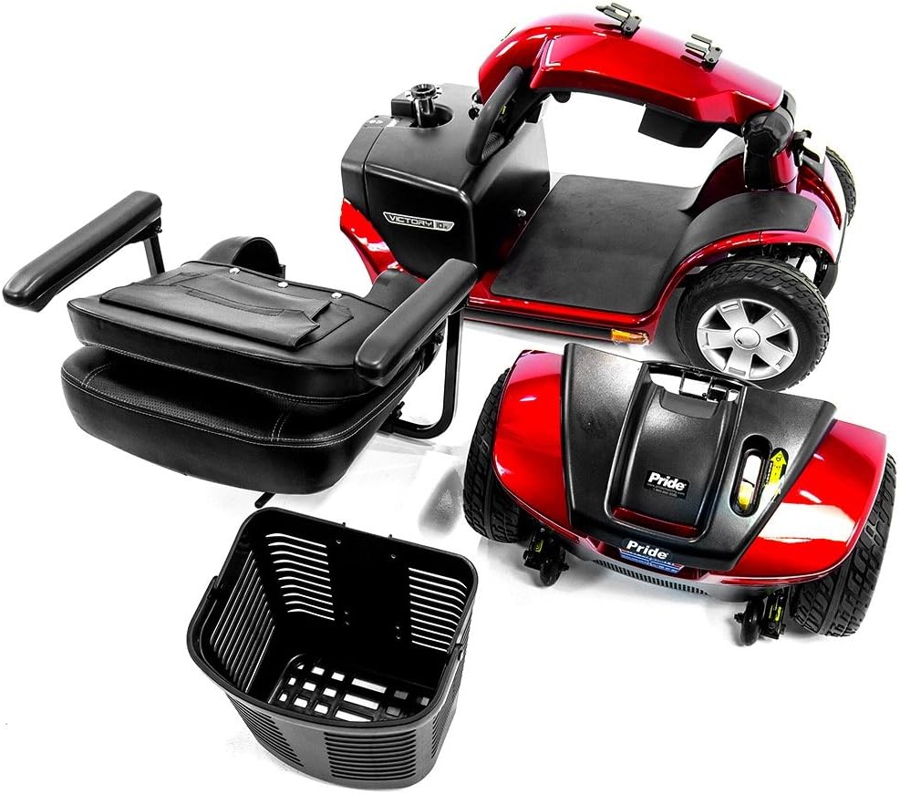 Victory 10.2 Red Pride Mobility 4-Wheel Electric Scooter S7102 + Front Basket Bag