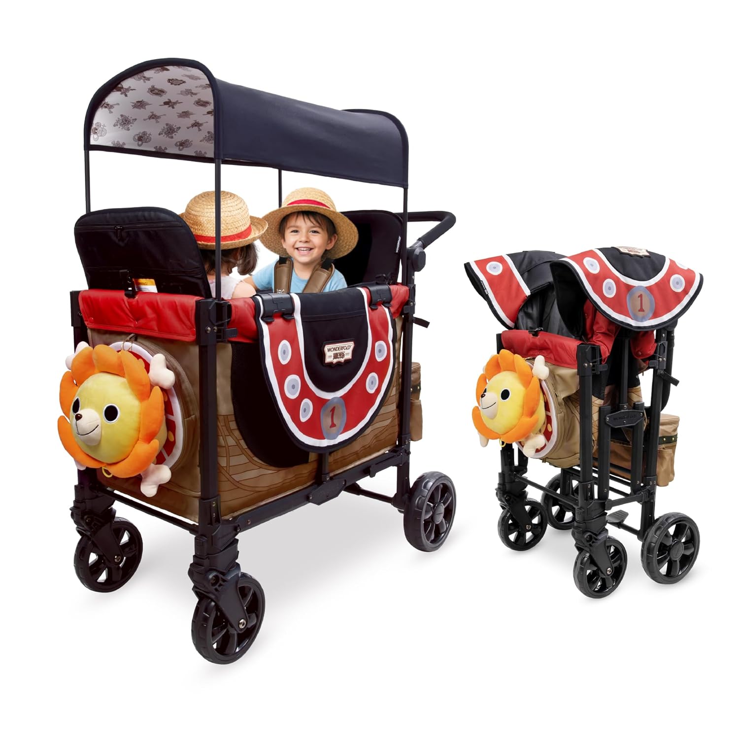 WonderFold W2 Stroller Wagon, Steel Frame, 2 Seater, Black