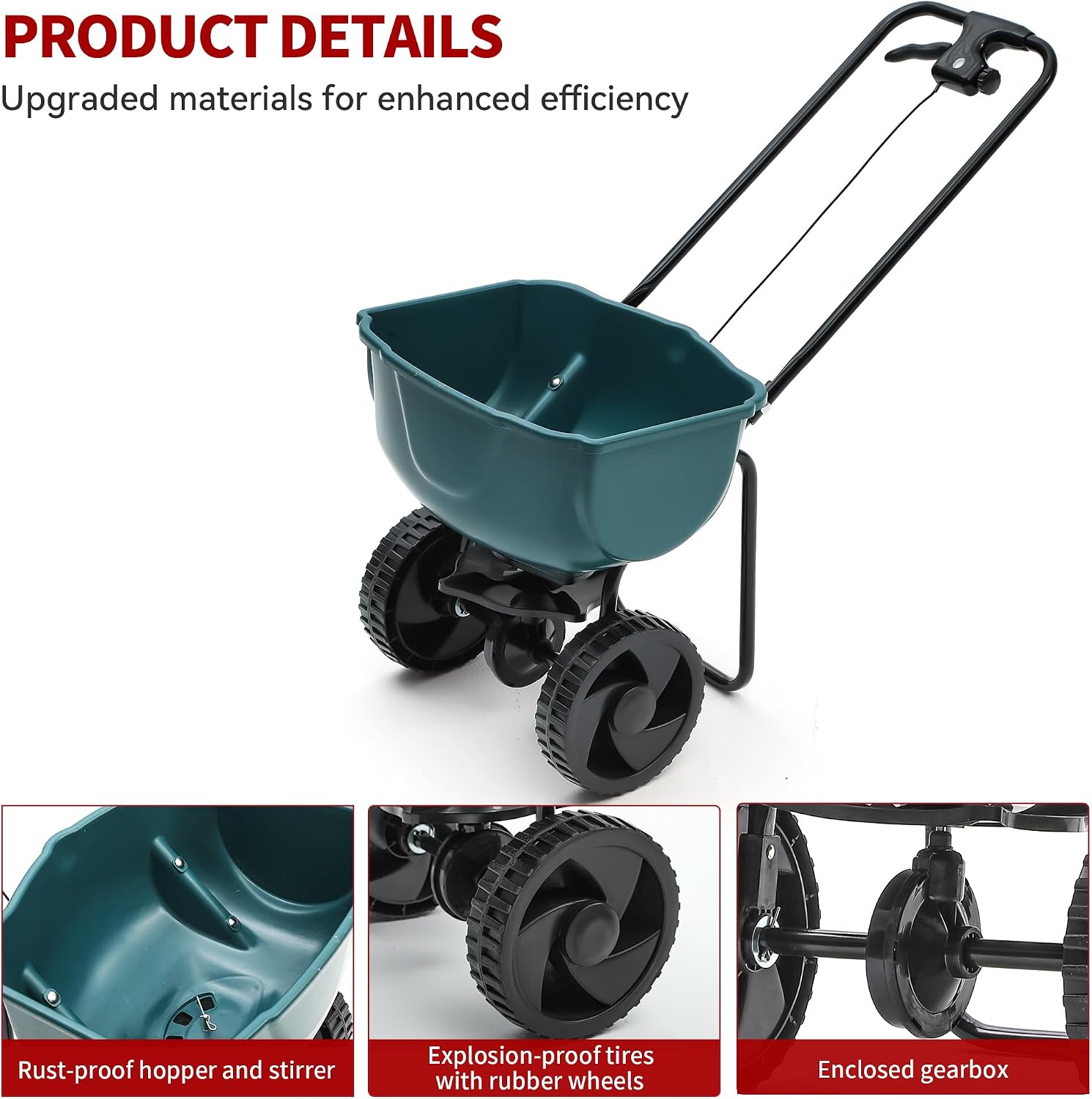 YITAMOTOR 60 lb Walk Behind Lawn Garden Spreader for Seeds Fertilizer | Push Broadcast Spreader for Garden Grass with Easy to Use Flow Control
