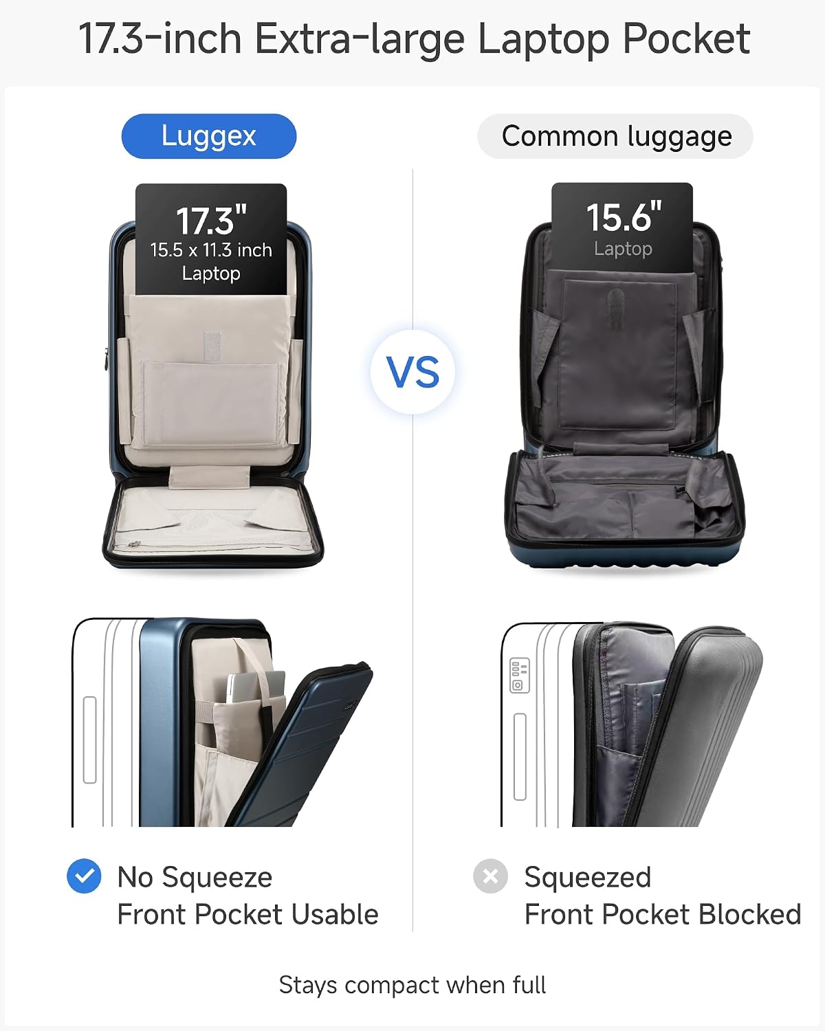 LUGGEX Checked Top Opening Expandable Suitcase, Black, 28" | Checked Luggage, Top Opening Design, 100% PC Hard Shell, Expandable Storage, TSA Approved Lock, 105L-115L Capacity, FX-Core