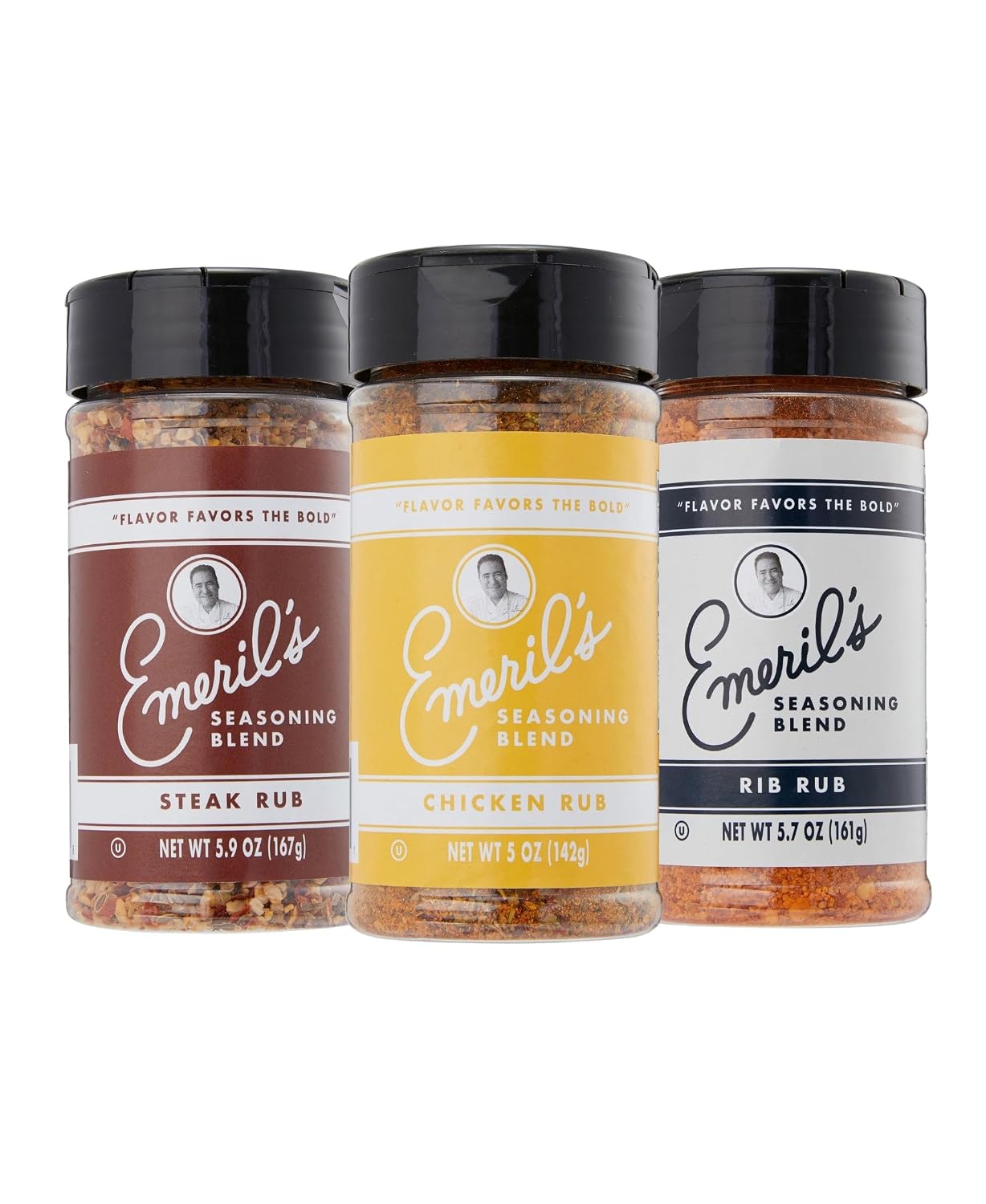 Emeril Lagasse 5 Oz, 3-Pack and 6-Pack Seasoning Blend: Original Essence, Cajun, Blackened, Chicken Rub, Steak Rub and Rib Rub Best Seasonings and Spices for Cooking (3PK - Chicken/Steak/Rib Rub)