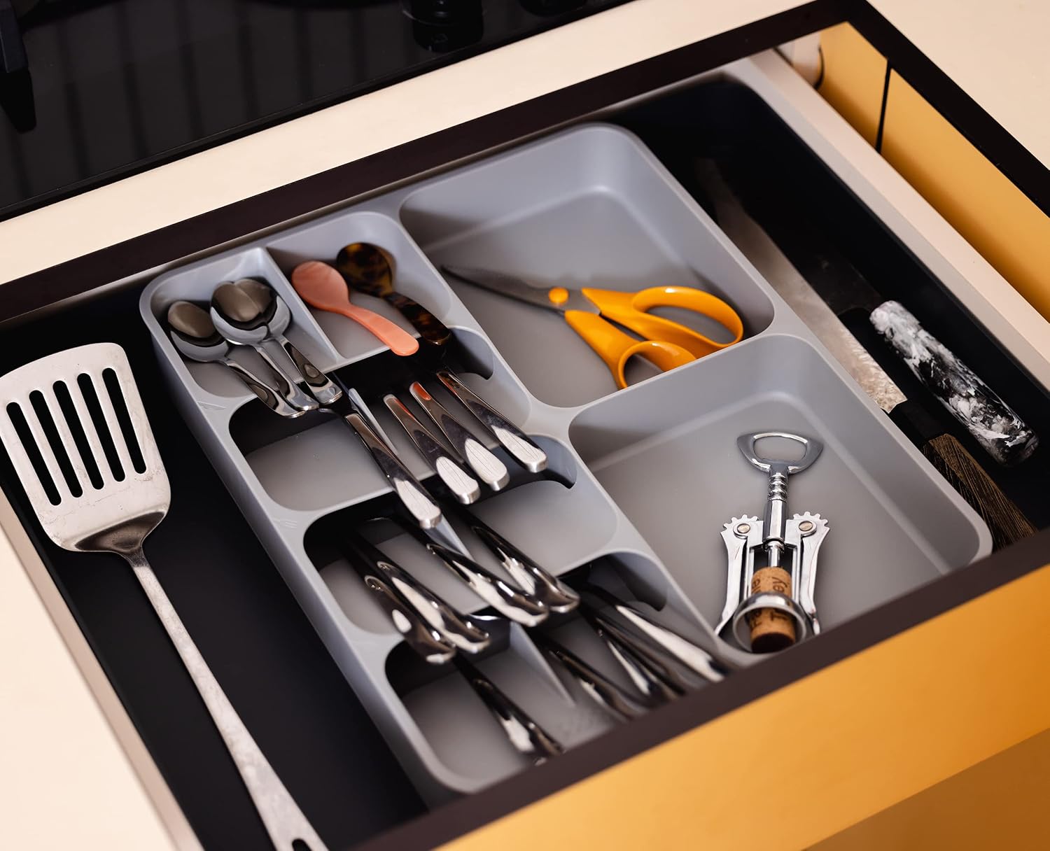Joseph Joseph DrawerStore Knife Organizer, holds up to 9 knives, Kitchen Organization & Drawer Storage – Compact, Gray