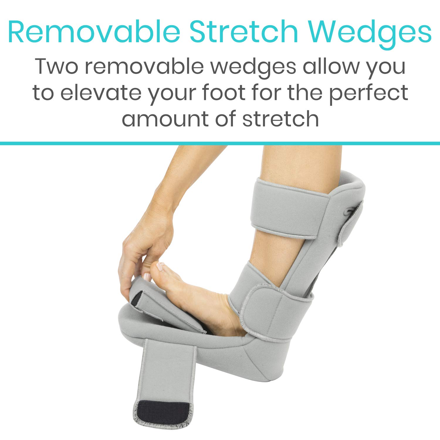 Vive Plantar Fasciitis Night Splint Plus Trigger Point Stretch Wedges | Soft Leg Brace Support, Orthopedic Sleeping Immobilizer Stretch Boot (Large: Men's: 8.5-11, Women's: 10-12)