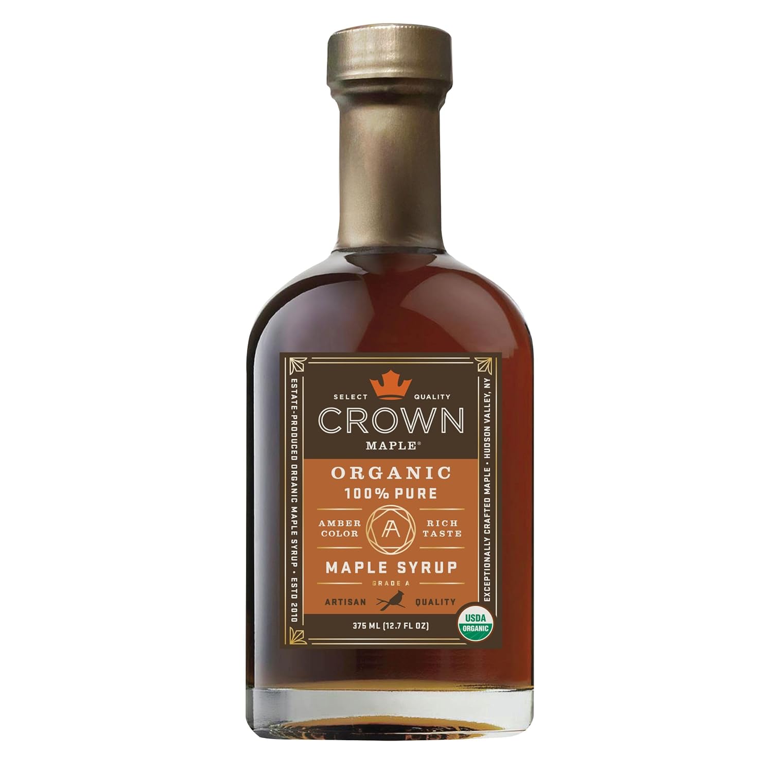 Crown Maple Organic 100% Pure Amber Color Rich Taste Maple Syrup, Flavor Marinades, Cocktails, Pancakes, Squash & Bacon, 12.7 Fl Oz