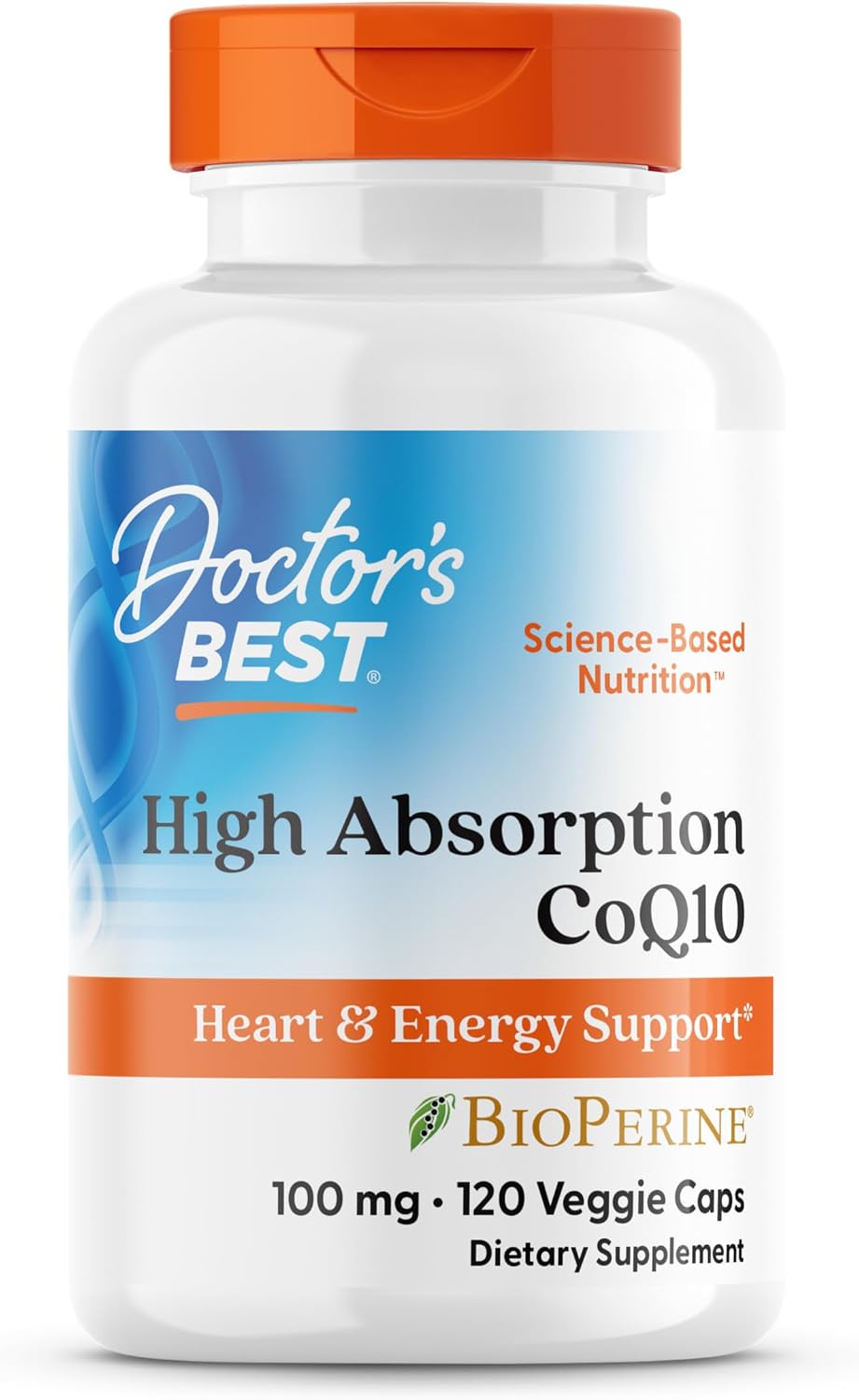 Doctor's Best High Absorption CoQ10 with BioPerine Supplement - Coenzyme Q10 Caps for Heart Health & Antioxidant Support, CoQ10 100mg for Women & Men, Non GMO, Naturally Fermented - 120 Veg Capsules