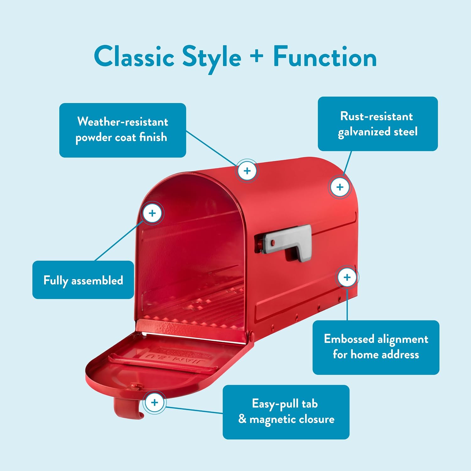 ARCHITECTURAL MAILBOXES 7600P-10 MB1 Mailbox, Medium, Pewter | Galvanized steel build for outside with rust-resistant powder-coat finish and a magnetic door closure. USPS approved.