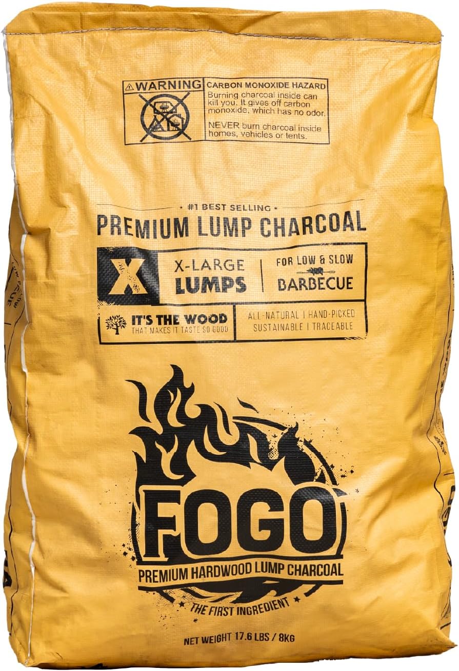 FOGO Super Premium Hardwood Lump Charcoal, Natural, Large Sized Lump Charcoal for Grilling and Smoking, Restaurant Quality, 35 Pound Bag