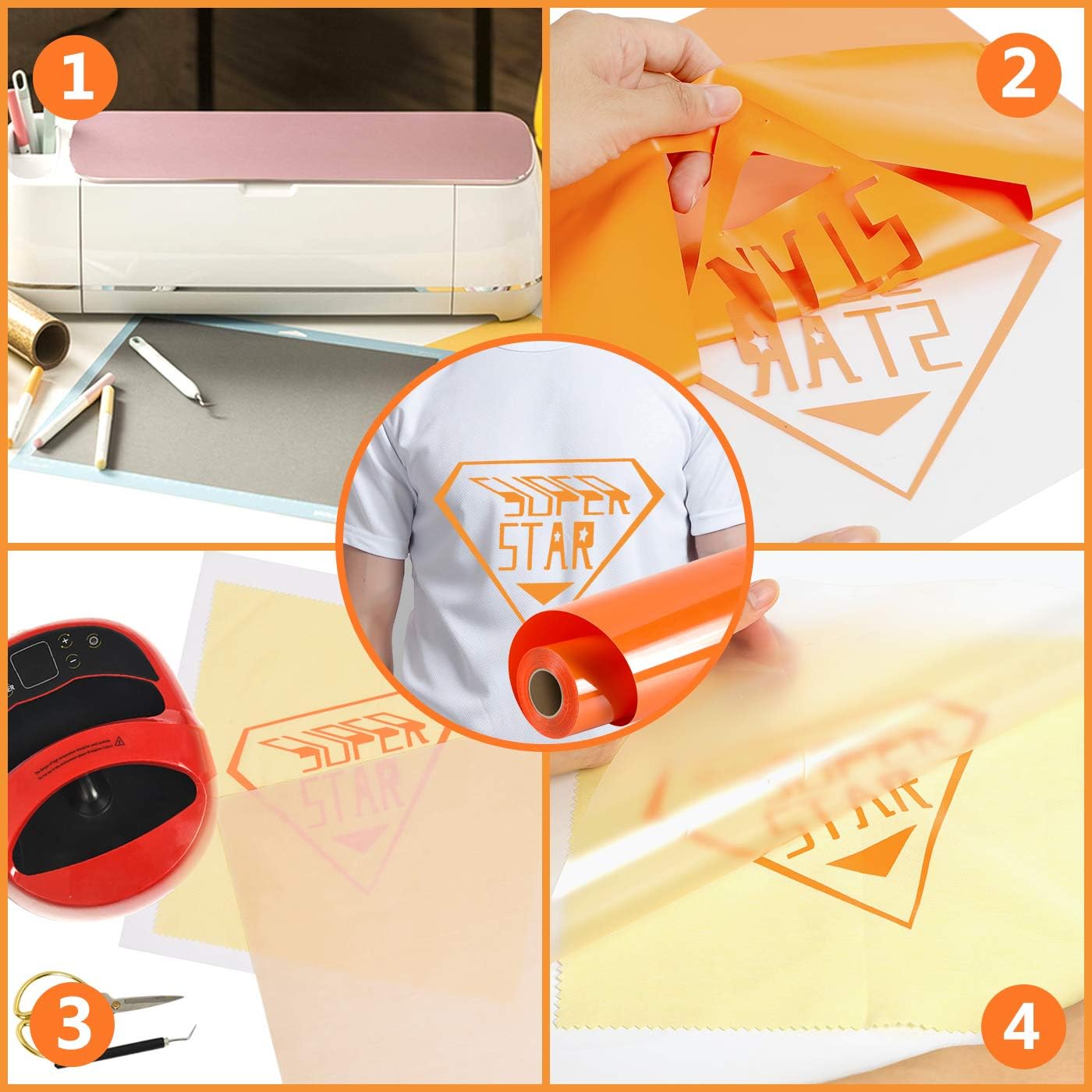 RENLITONG Heat Transfer Vinyl,12 Inch by 10ft White Iron on Vinyl