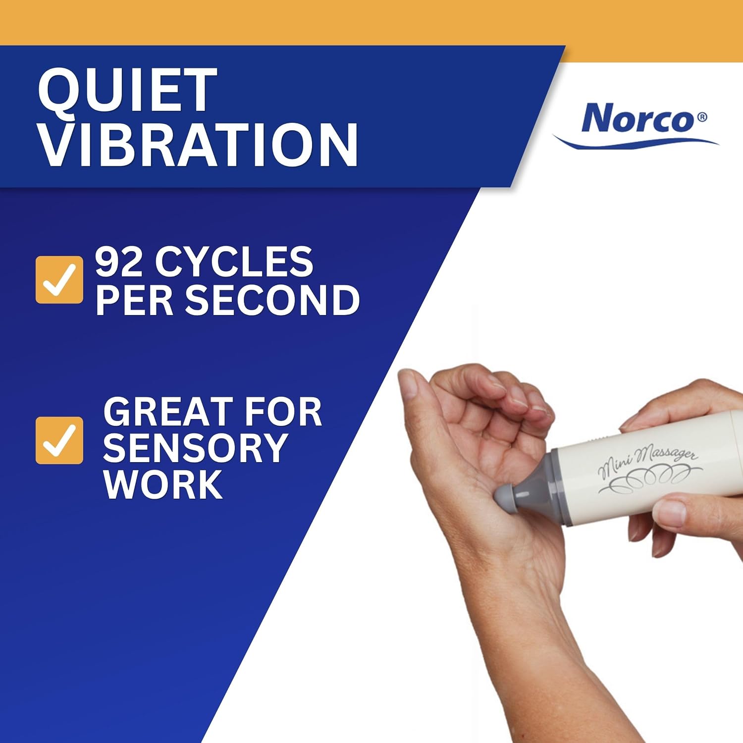Norco Mini Massager - Handheld Massager for Scar Tissue Break Up | Compact, Travel Massage Gun with 3 Attachments for Hand, Foot, Neck, Face, Finger
