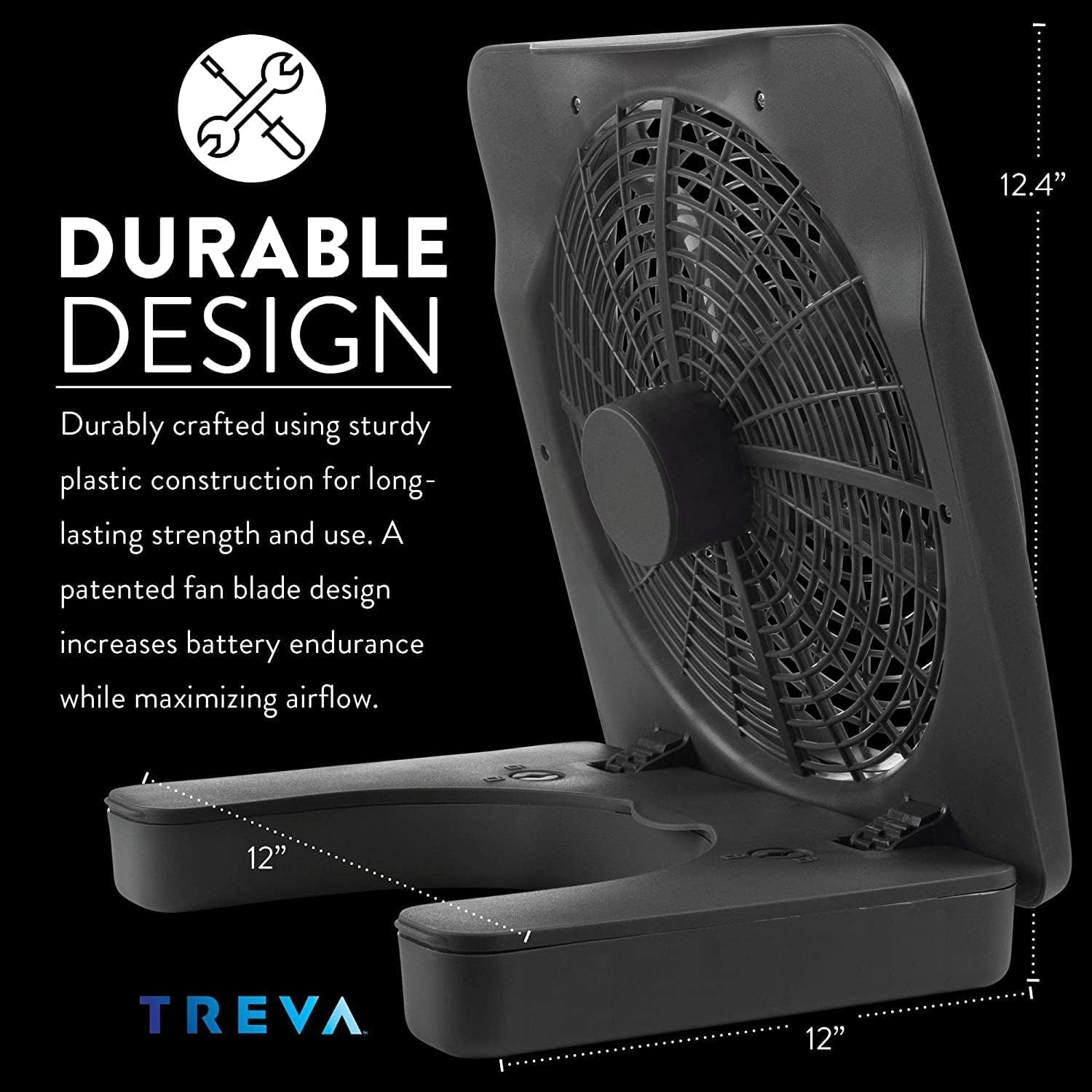 Treva 10 in Portable Desktop Battery Fan 2-Speed with AC Adapter Graphite | Yes