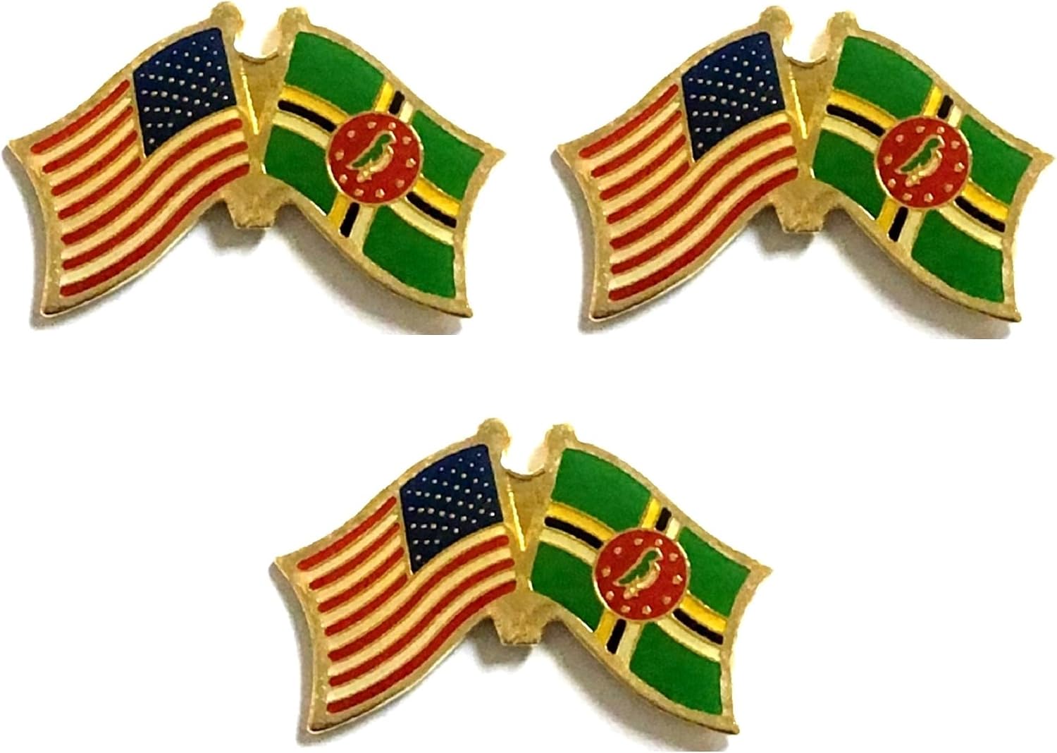 3 National Country Flag Crossed Enamel Flag Pins Pack of 3 Friendship Double Flags