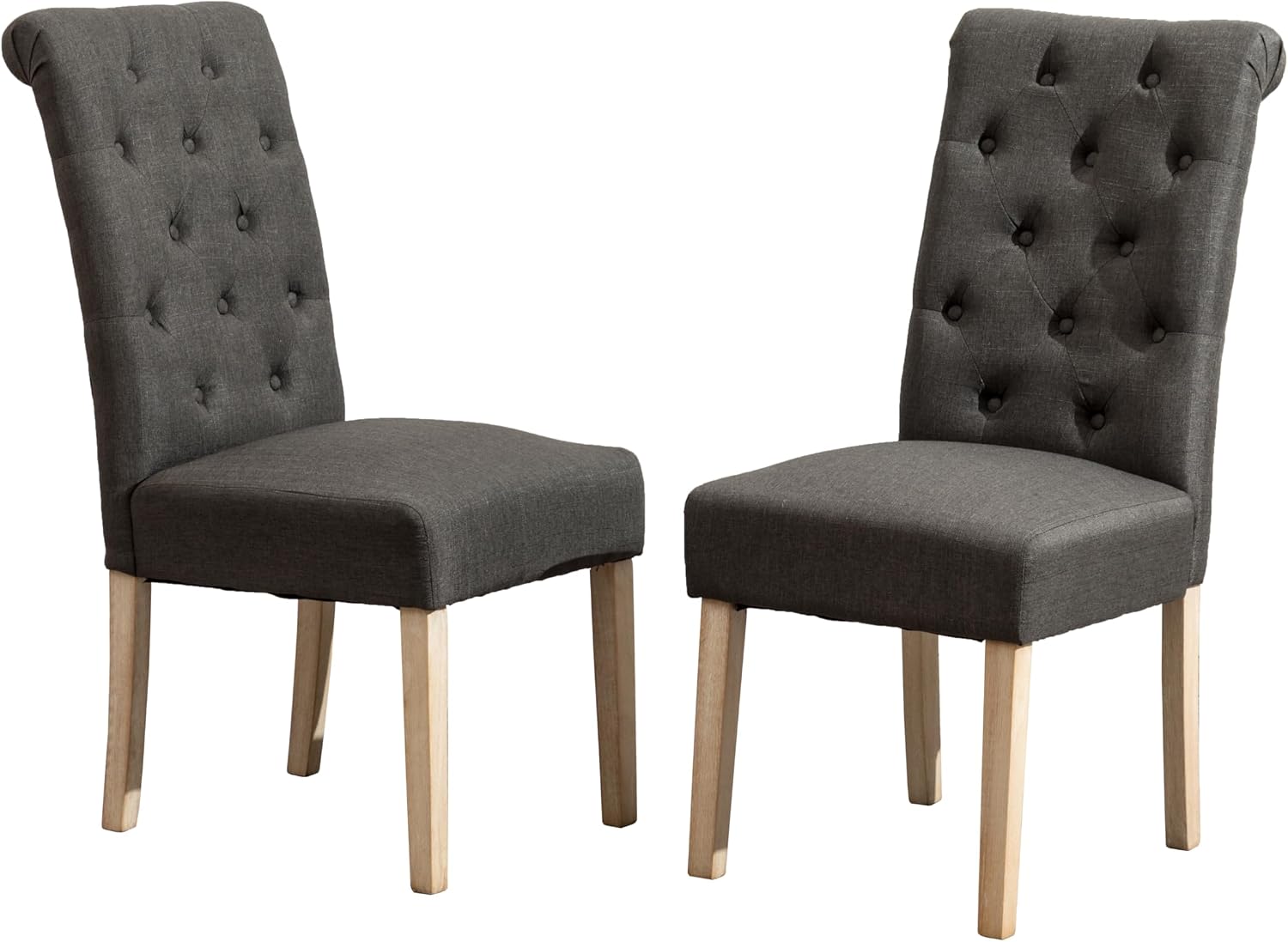 Roundhill Furniture Habit Solid Wood Tufted Parsons Dining Chair (Set of 2), Tan