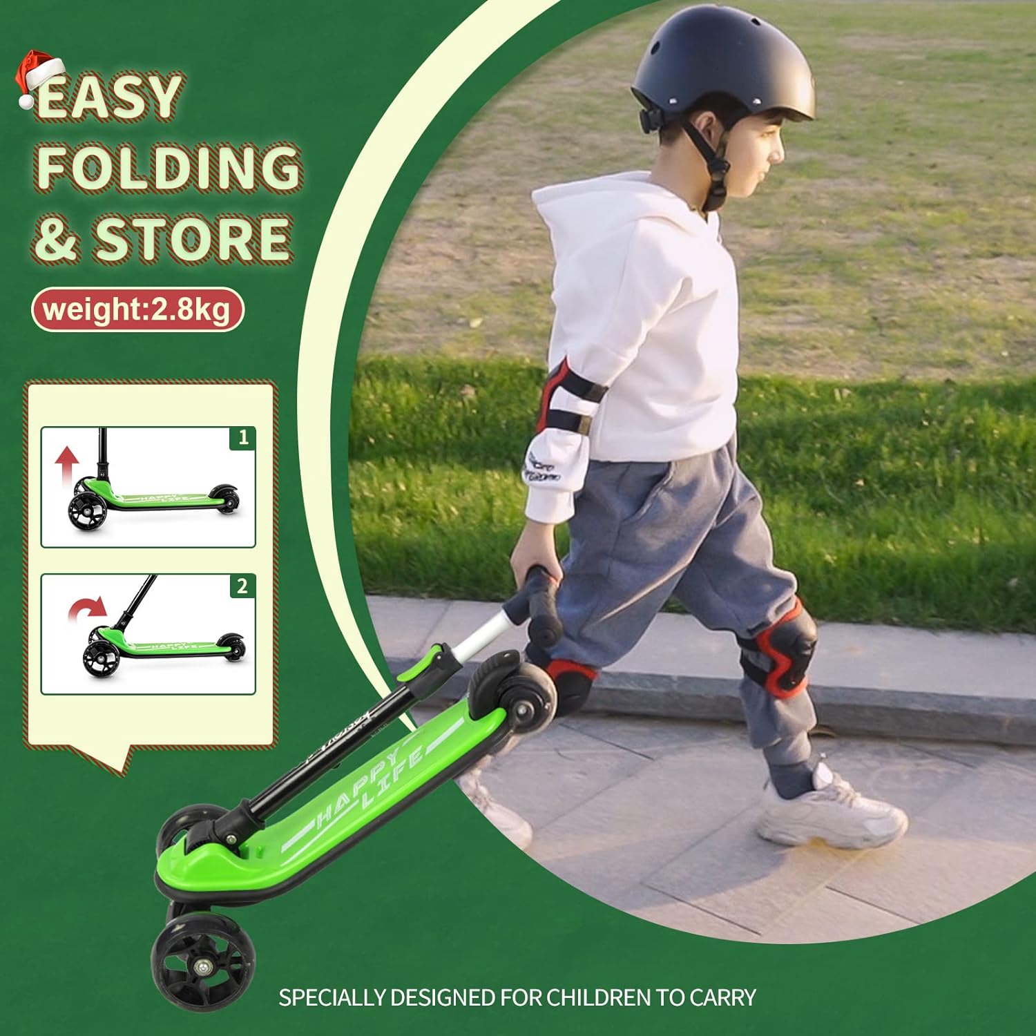besrey 3 Wheel Scooter for Kids Ages 3-10 with 4 Adjustable Height