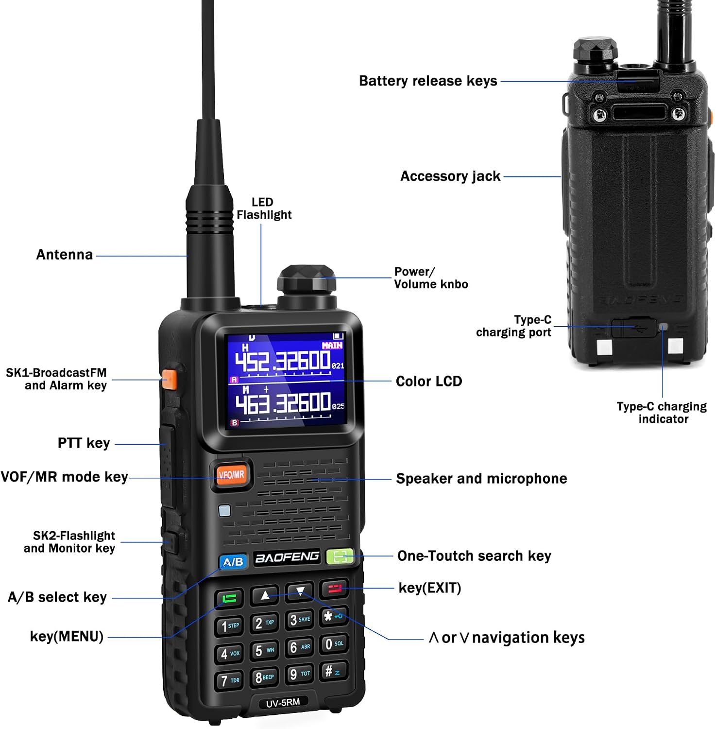 BAOFENG UV-5RM Ham Radio Handheld 10W Walkie Talkies Long Range 2 Way Radio | 2 Pack multi-band ham radio with 999CH, Chirp Prog cable