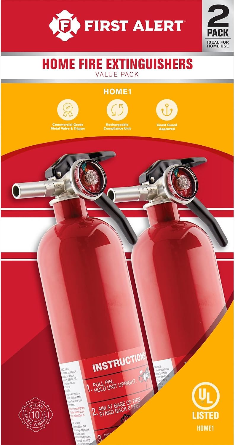 First Alert Fire Extinguisher, Standard Home Use | HOME1 UL RATED 1-A:10-B:C, Red 4-Pack