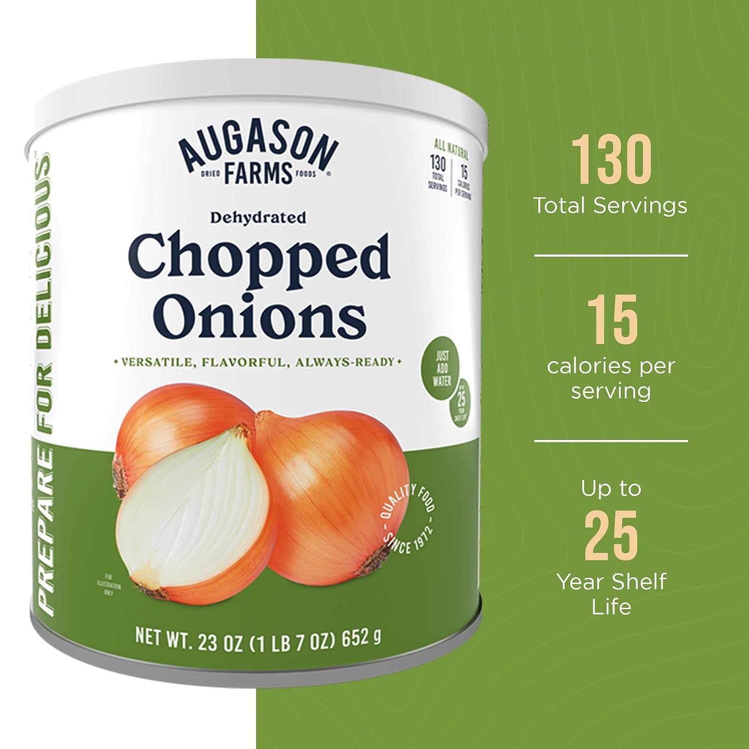 Augason Farms Dehydrated Chopped Onions Can | Emergency Food Supply, 130 Servings, 25 Year Shelf Life, Great for Cooking and Baking, Dehydrated Meals