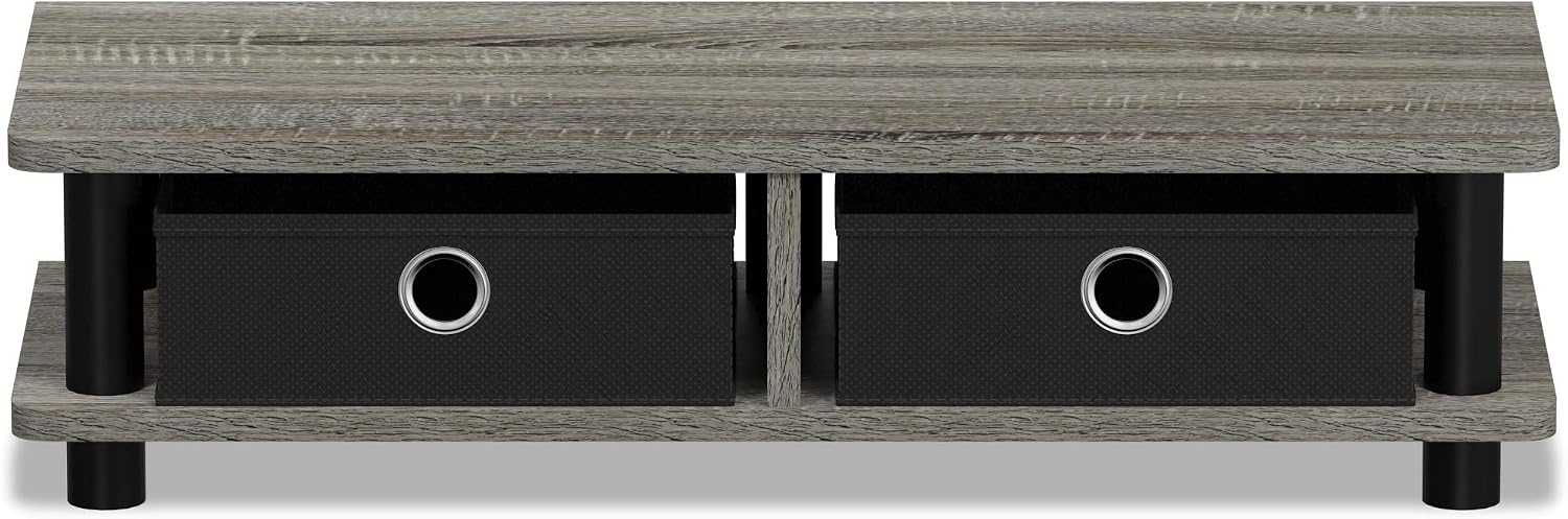 FURINNO Turn-N-Tube Monitor Stand, French Oak Grey/Black