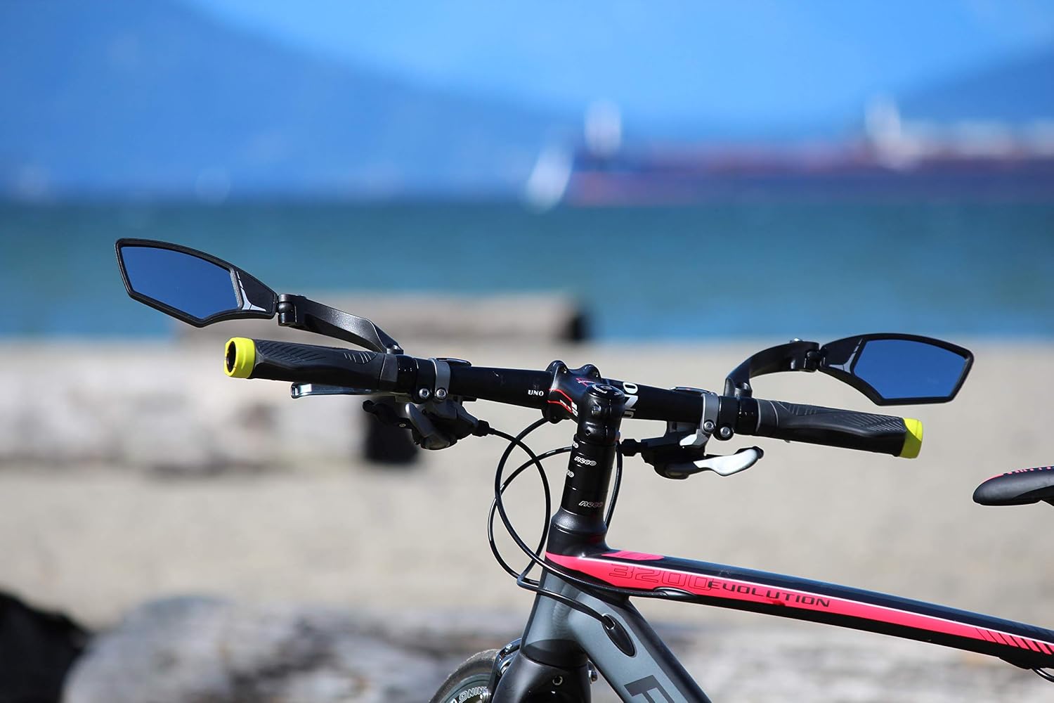 Hafny Handlebar Bike Mirror – HD Glass, Wide Angle, Adjustable 360° Rear View – Shatterproof, Anti-Glare, Premium, MTB, E-Bike, and Commuter Cycling Safety, HF-MR095 (Silver Left)