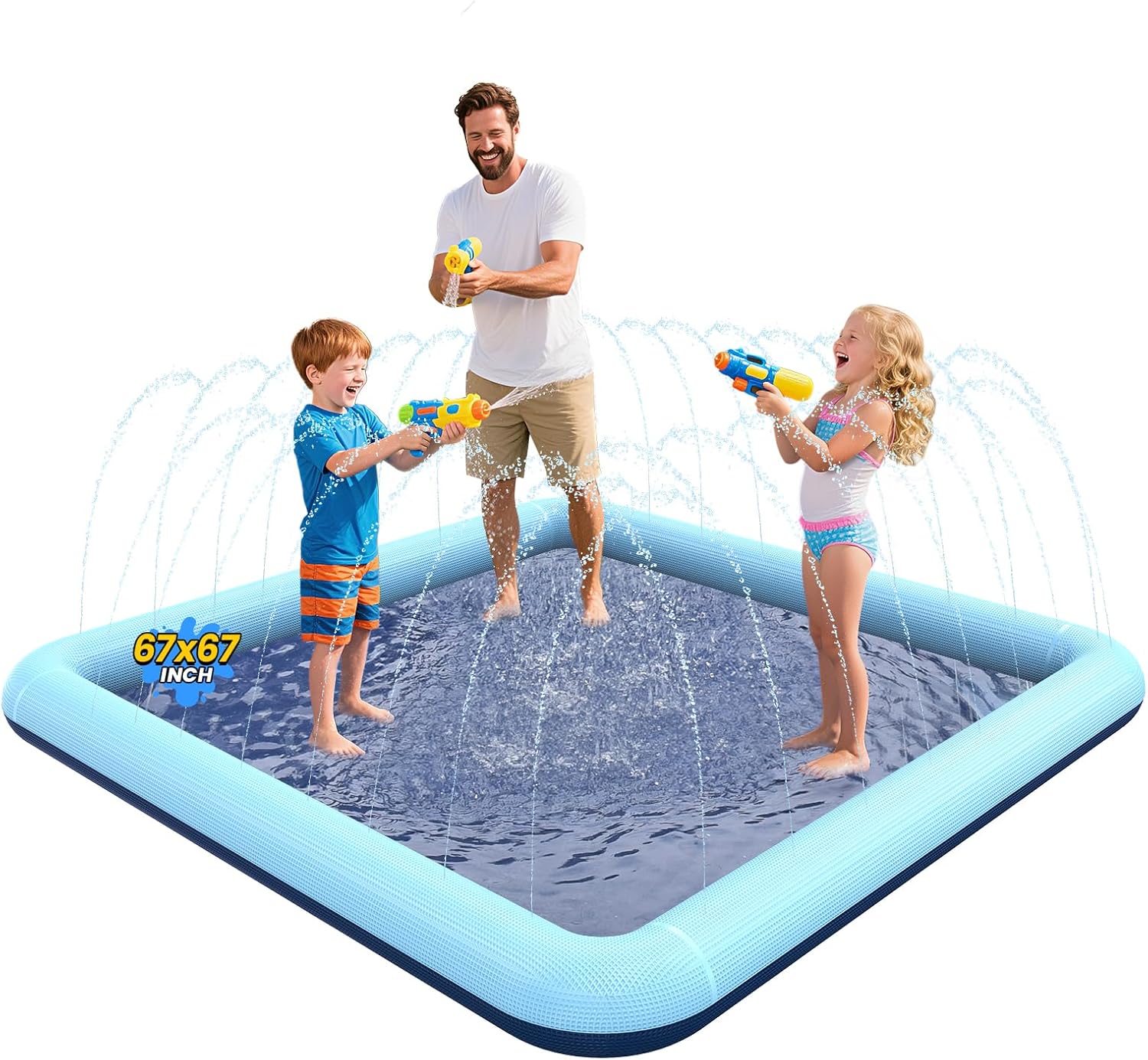 VISTOP 67" Non-Slip Splash Pad for Kids and Dogs, Thickened Sprinkler Pool for Toddlers, Outdoor Backyard Water Toys, Fun Fountain Play Mat for Babies