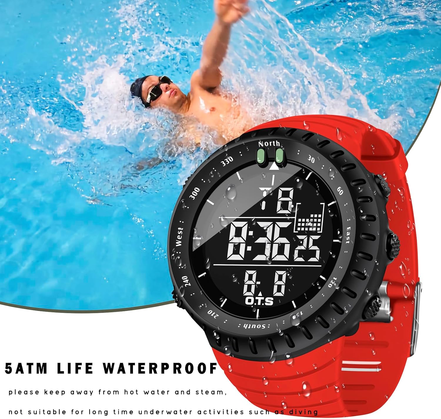 PALADA Men's Digital Sports Watch Waterproof Tactical Watch with LED Backlight Watches for Men